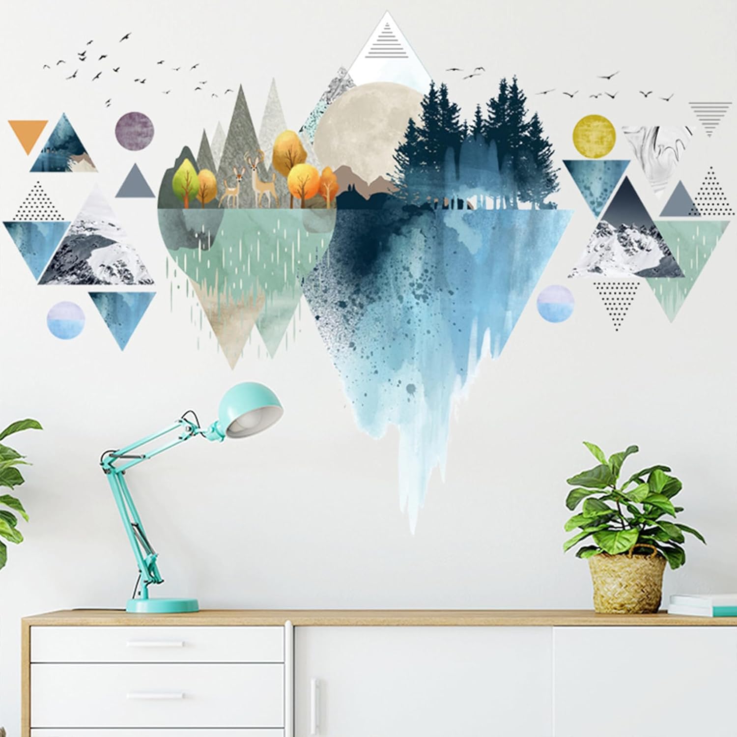 Nordic Geometric Wall Stickers 3D Peel and Stick Murals