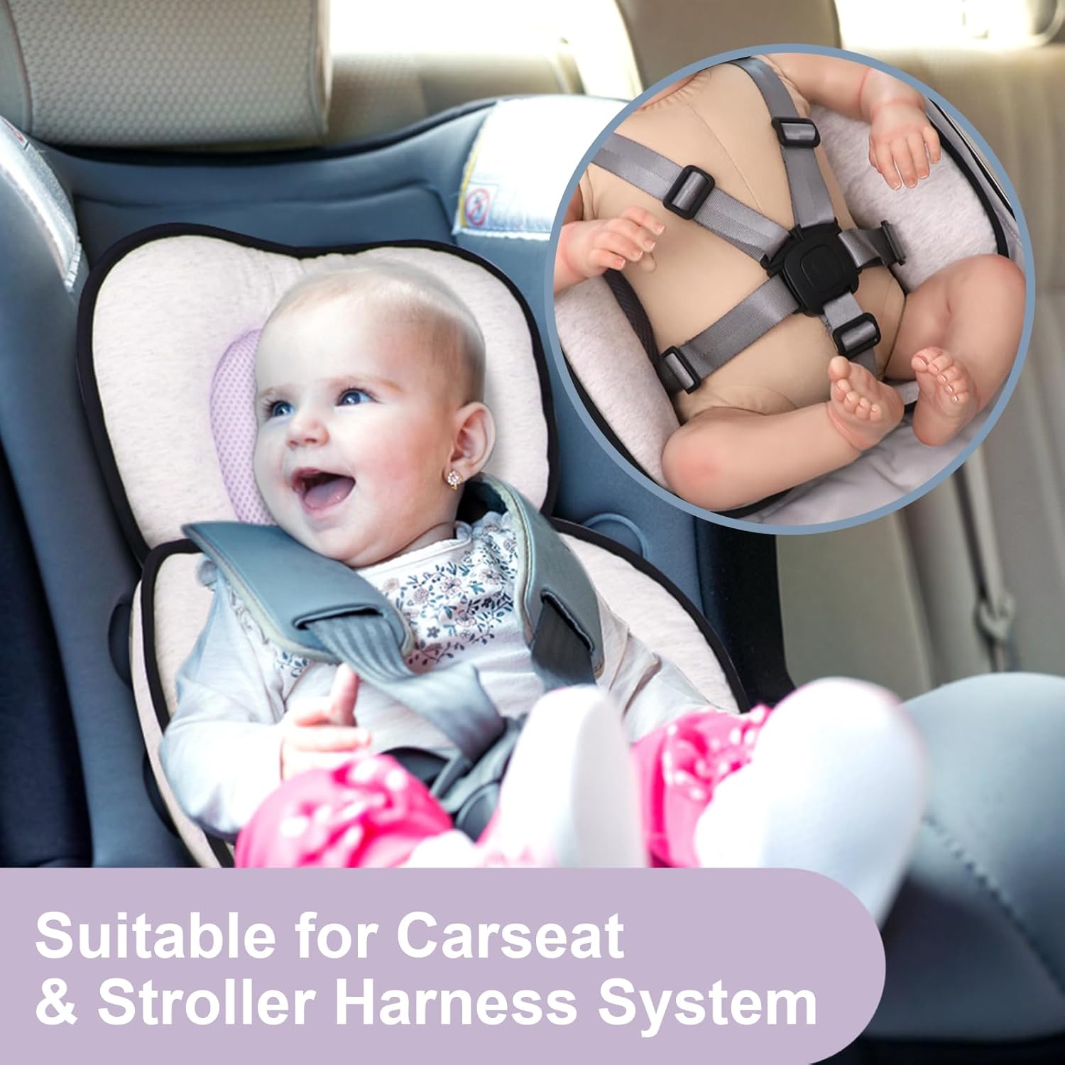 Vocheer Toddler Stroller Cushion 3 in 1 Car Seat Support Pillow for Newborn 0-12 Months