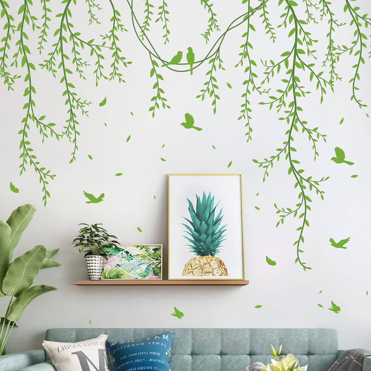 Amaonm Removable Green Vine Wall Stickers