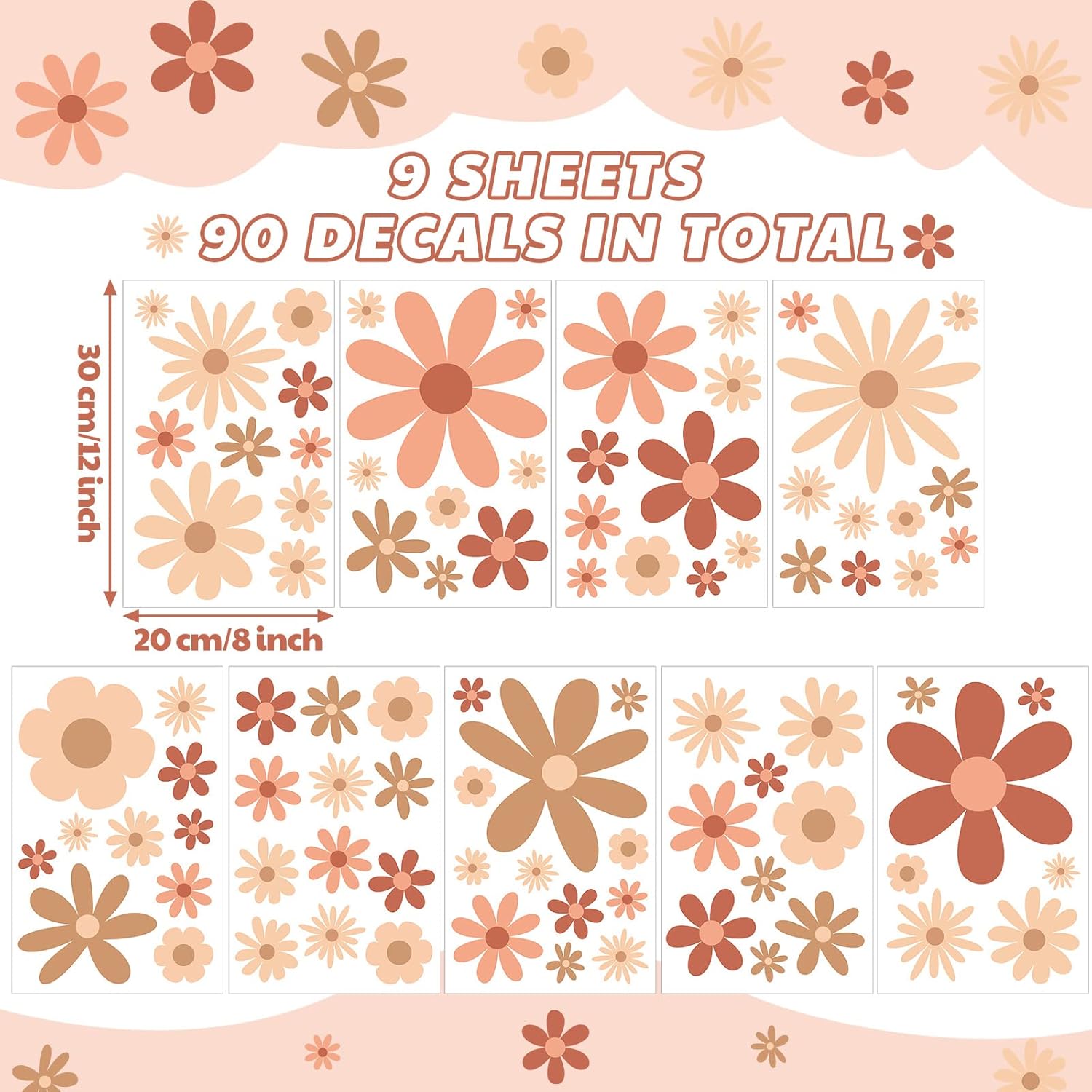 Kisston 90 Pcs Daisy Wall Decal Alphabet Stickers