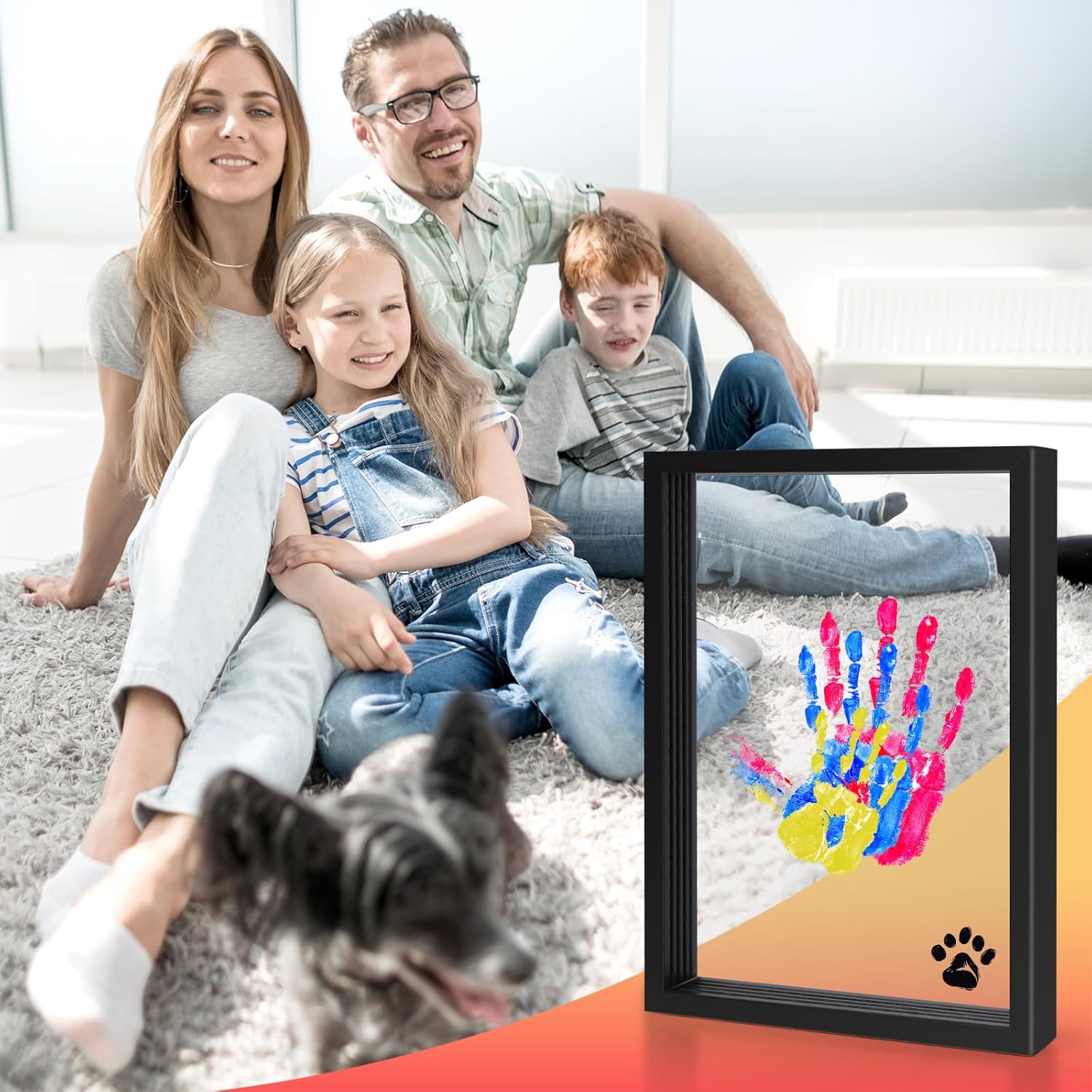 Family Handprint Kit with 6 Colors and Clear Photo Frame