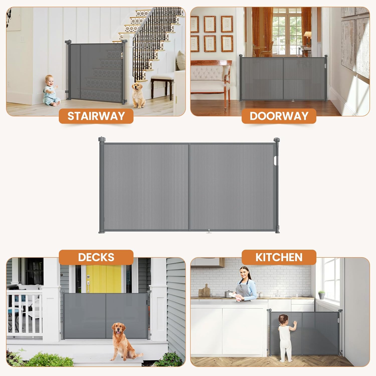 Cylrod 71 Inch Extra Wide Retractable Baby Gate