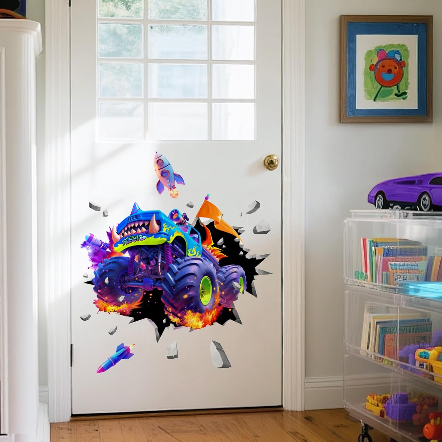 Supzone 3D Racing Truck Wall Decals for Kids