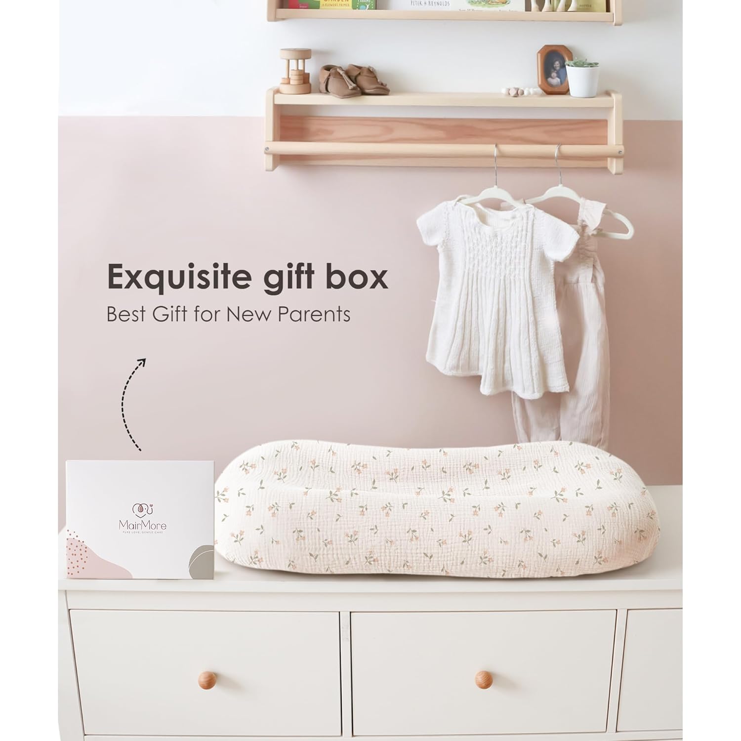 MairMore Muslin Baby Lounger Cover Pack of 2 Pink Blossom