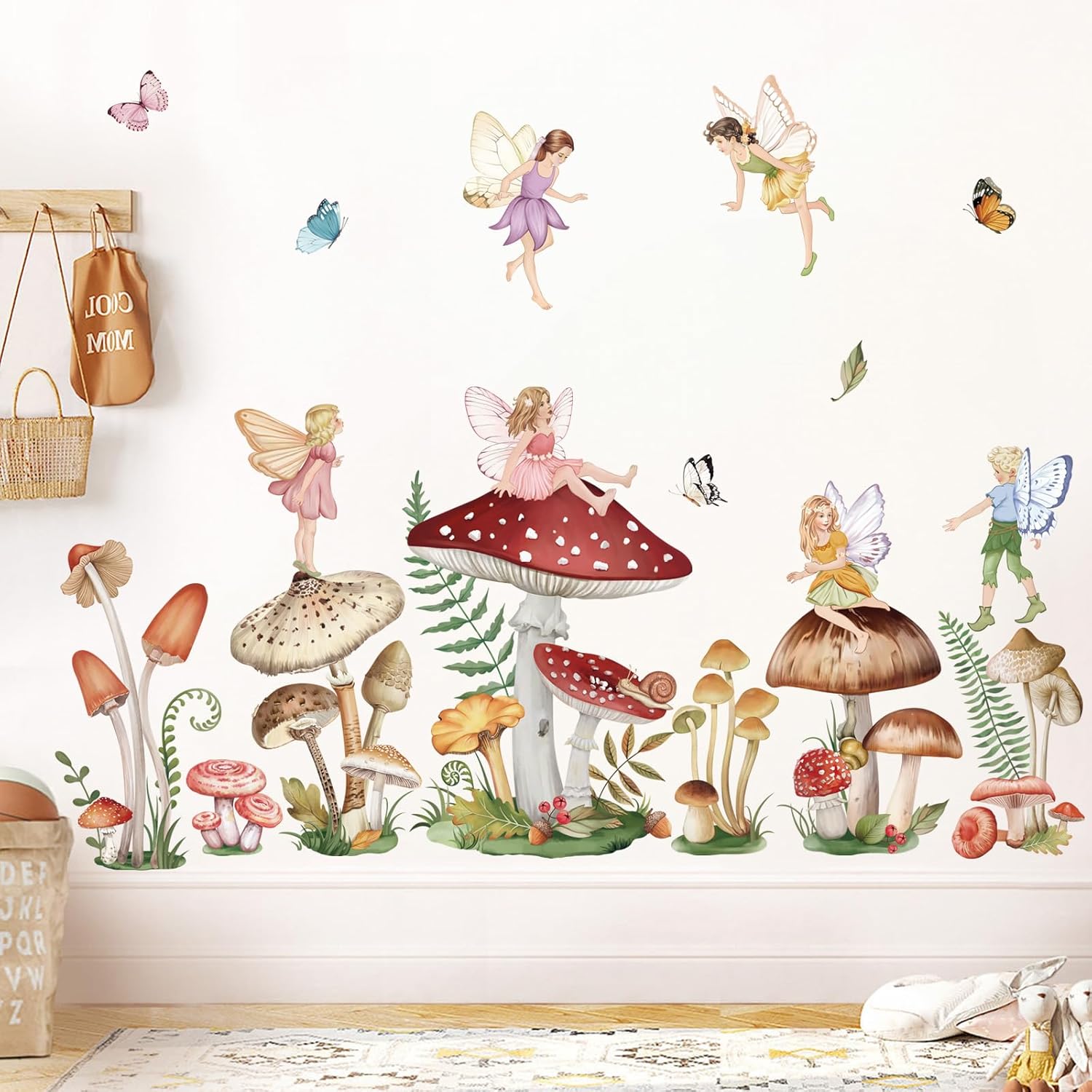 Wondever Woodland Mushroom Wall Decals for Girls Room Decor