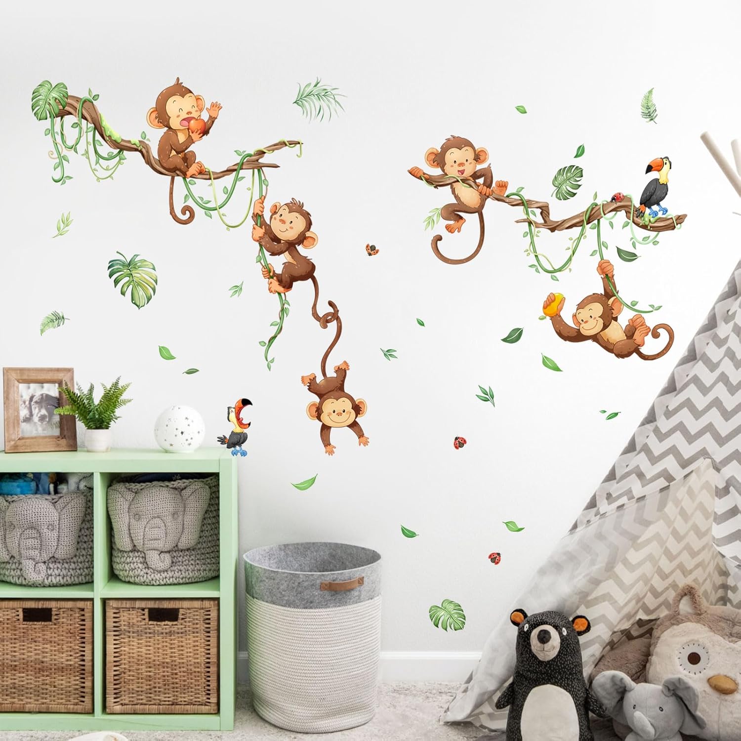 Monkey Climbing Tree Wall Decals for Kids Room Decor