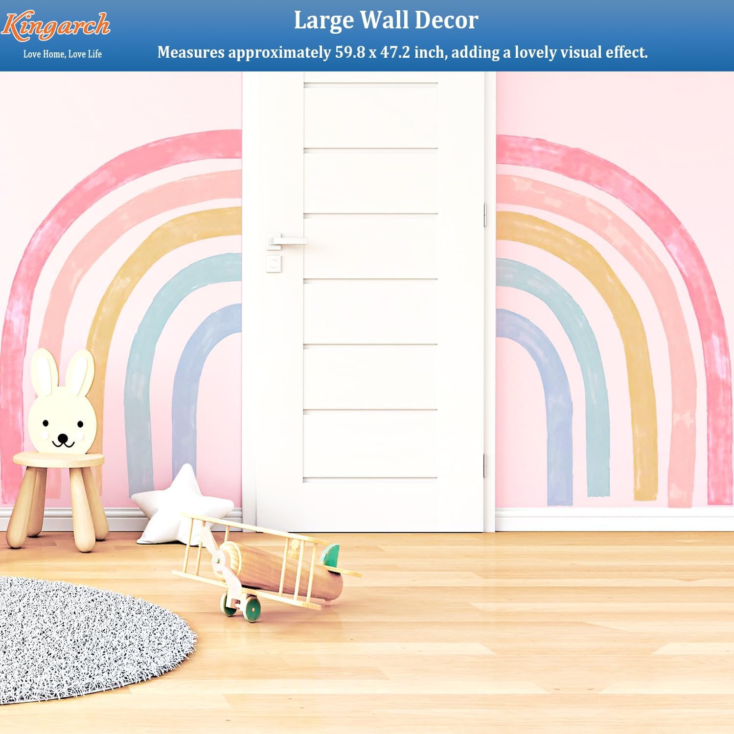 Kingarch Large Watercolor Rainbow Wall Decals