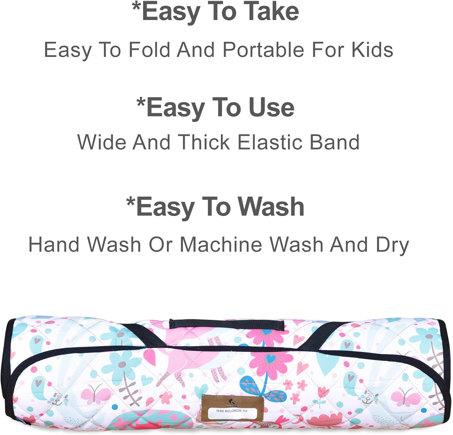 Toddler Nap Mat with Cotton Inner and Pillow for Daycare Travel