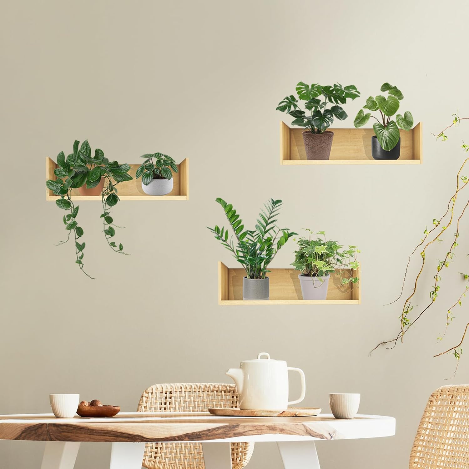 3D Green Plants Wall Decals for Home Decor