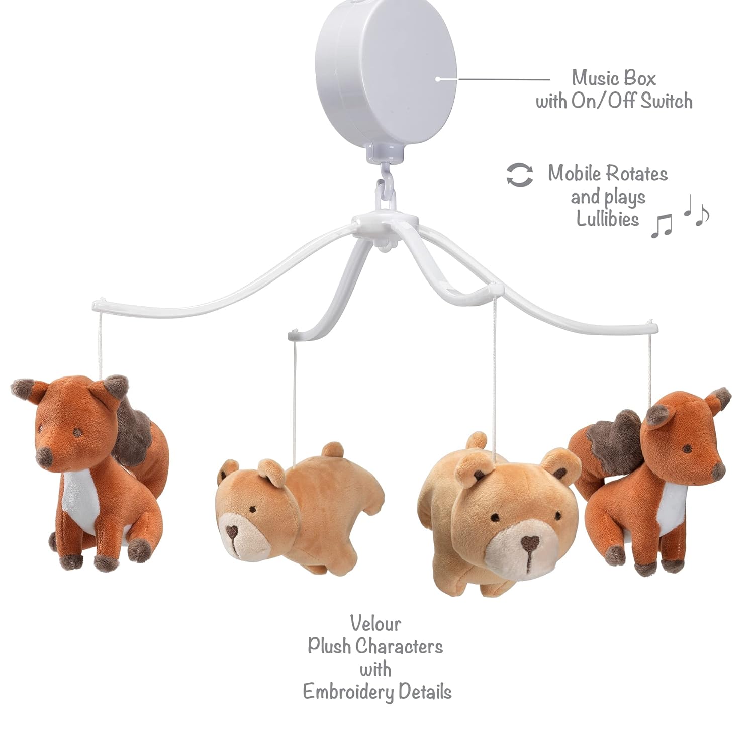Animal Alphabet Bear Fox Musical Crib Mobile Soother Toy