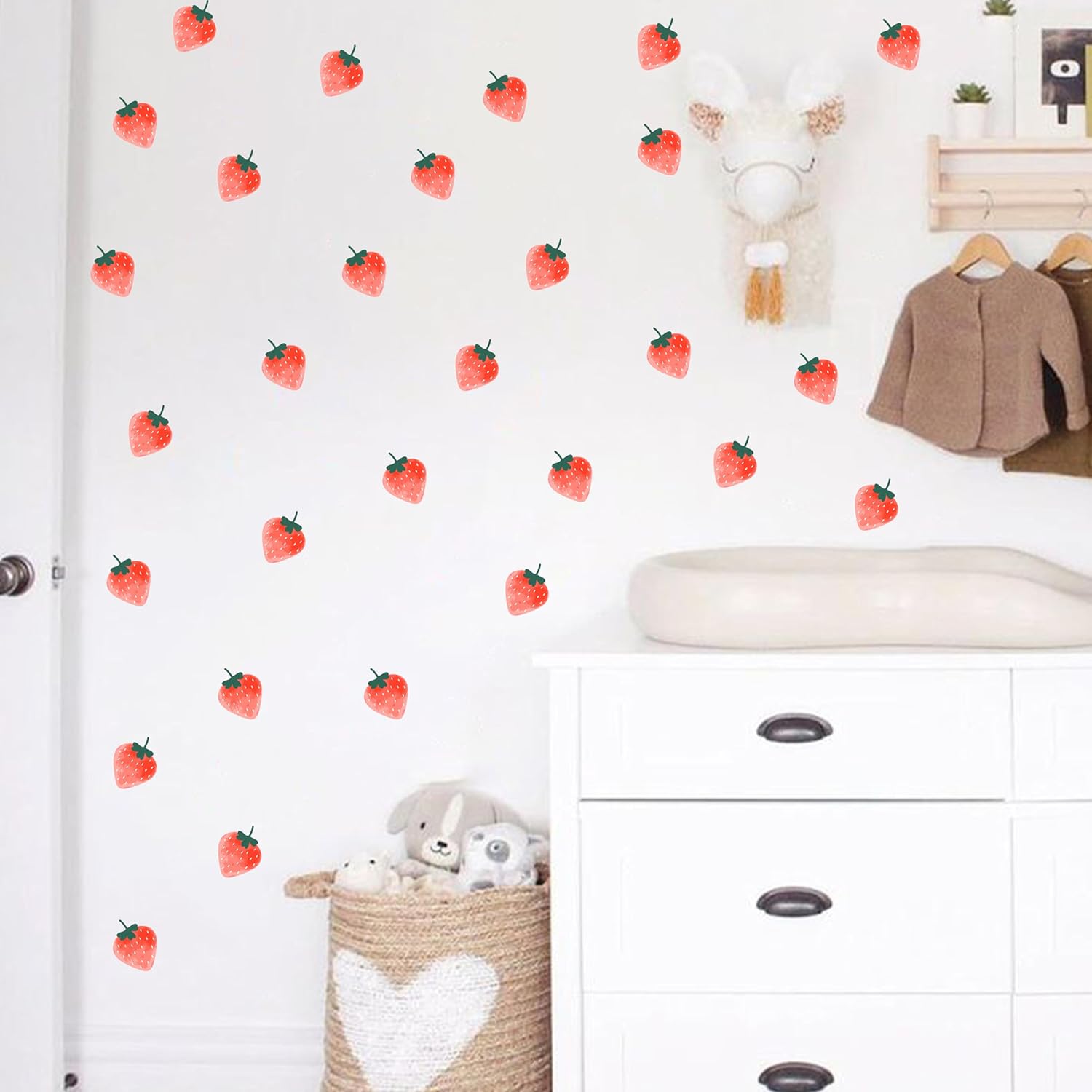 Watercolor Strawberry Wall Decals for Girls Room Decor