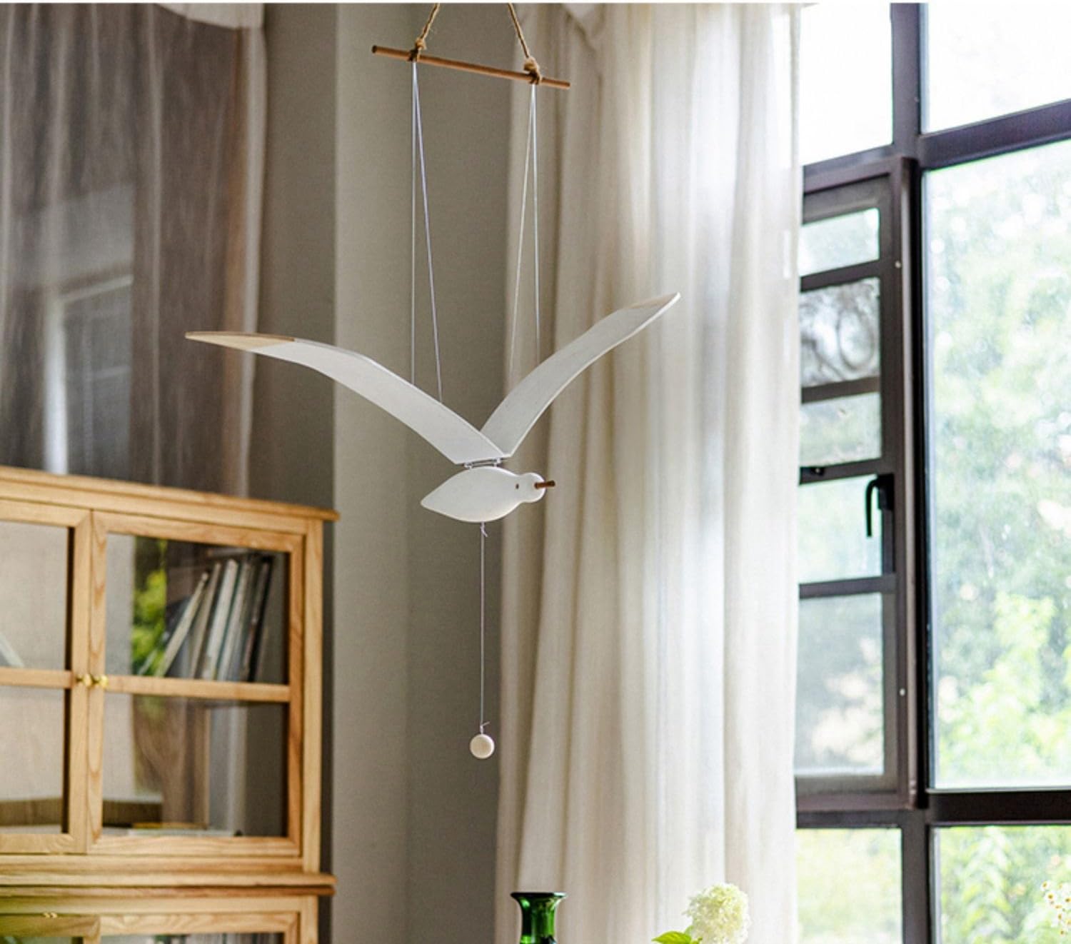 Wooden Seagull Mobile 34x86 Inches Wind Chime Decor