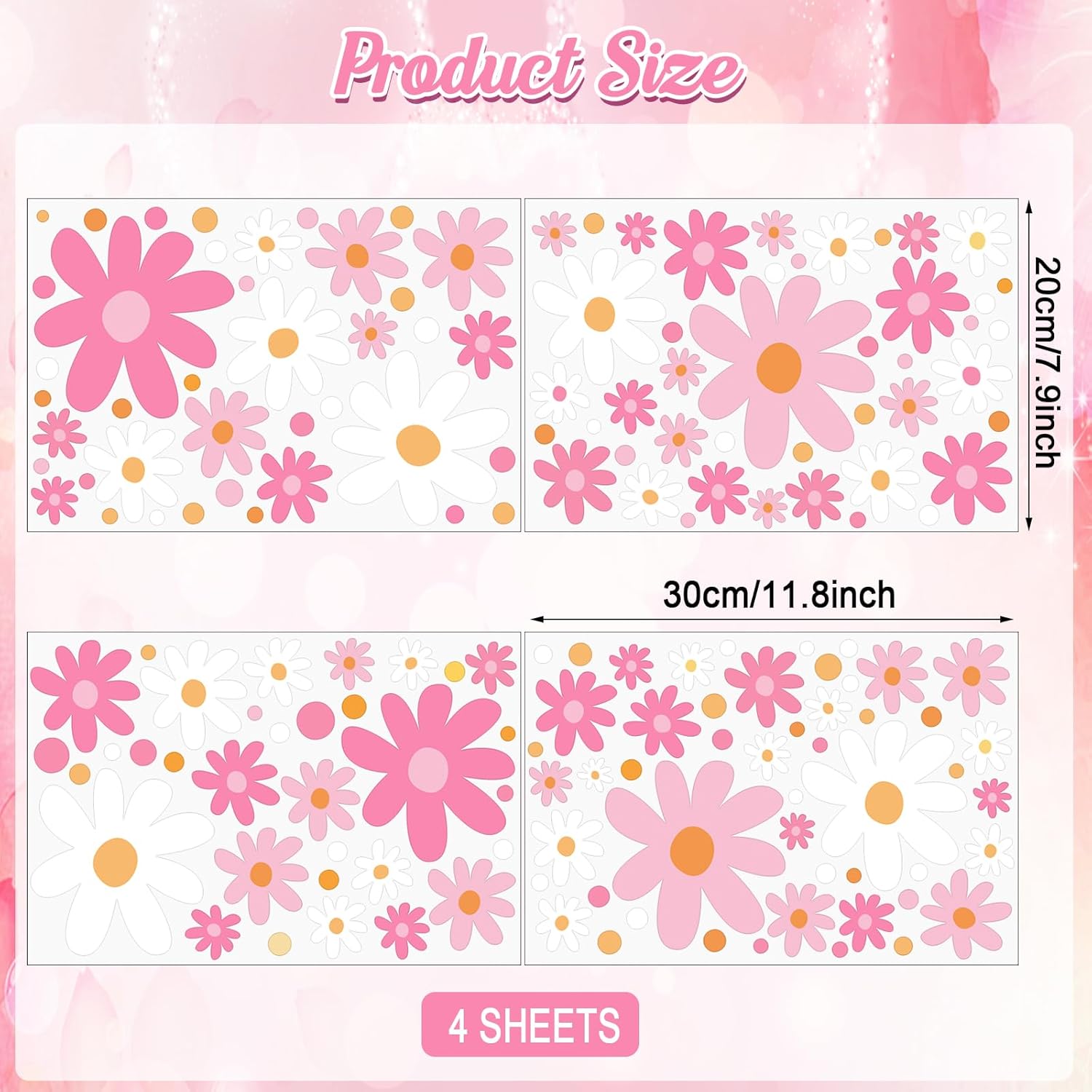 Glow in the Dark Daisy Wall Decals Set for Kids Rooms