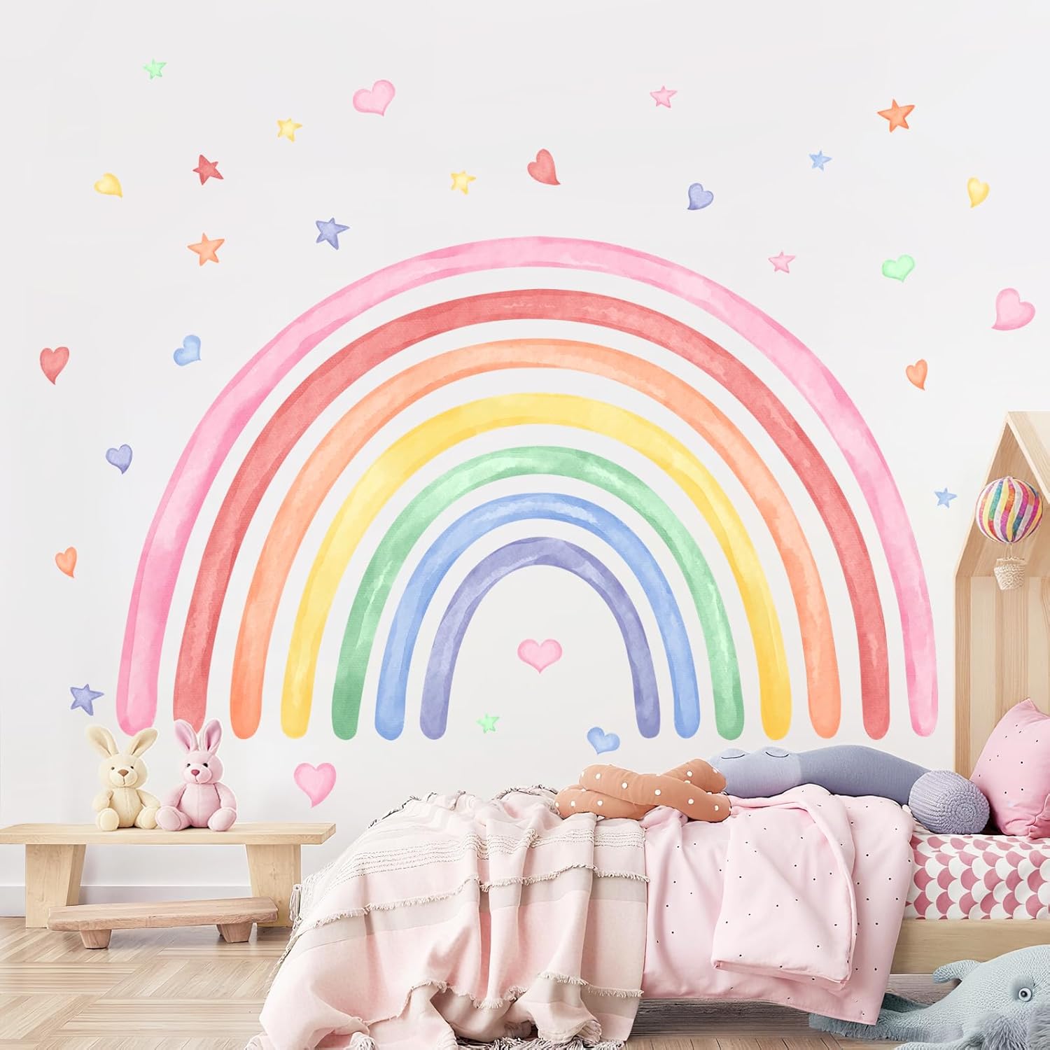 77 x 47 Rainbow Wall Decals for Kids Bedroom Playroom Classroom