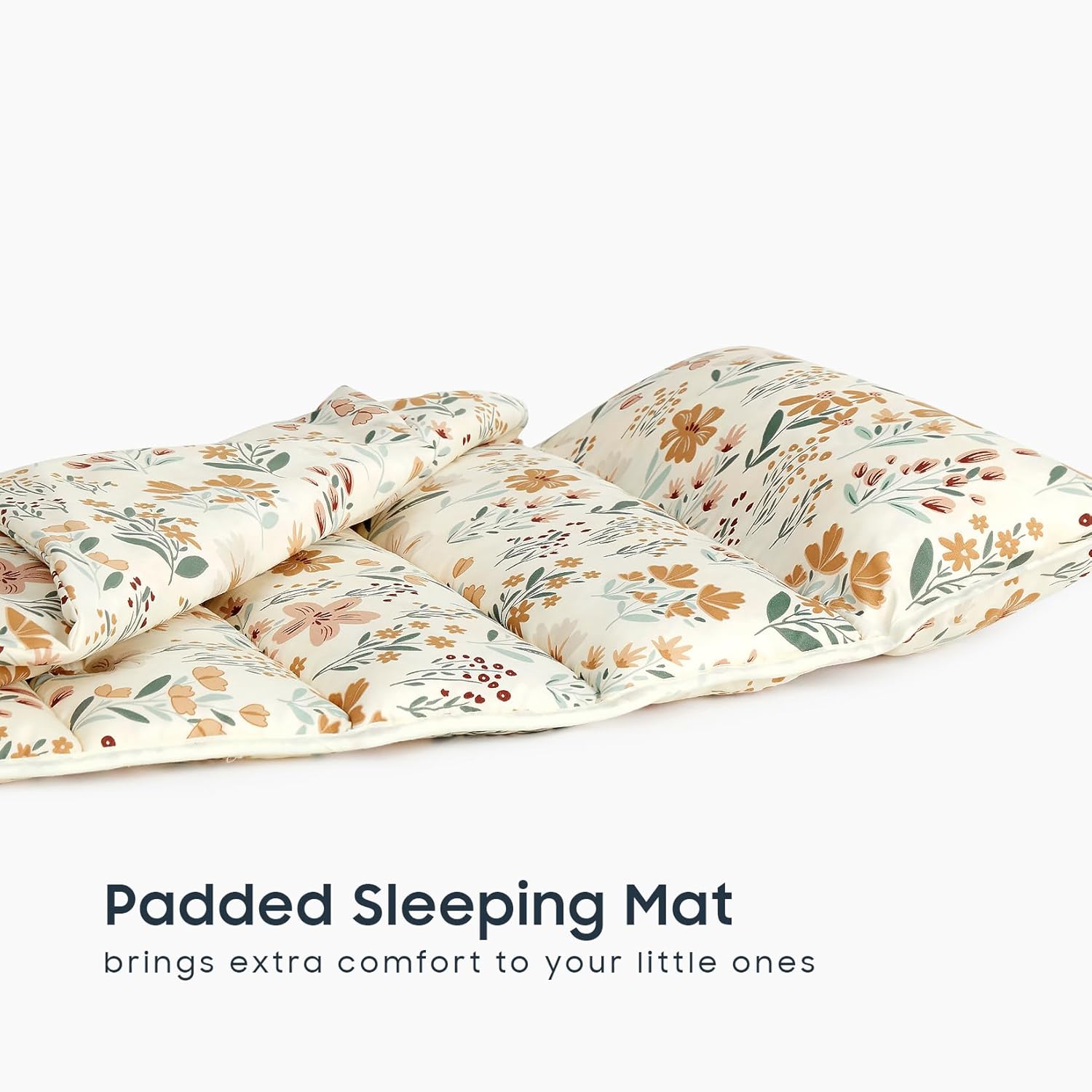 Wake In Cloud Toddler Nap Mat with Pillow and Blanket Orange Cream