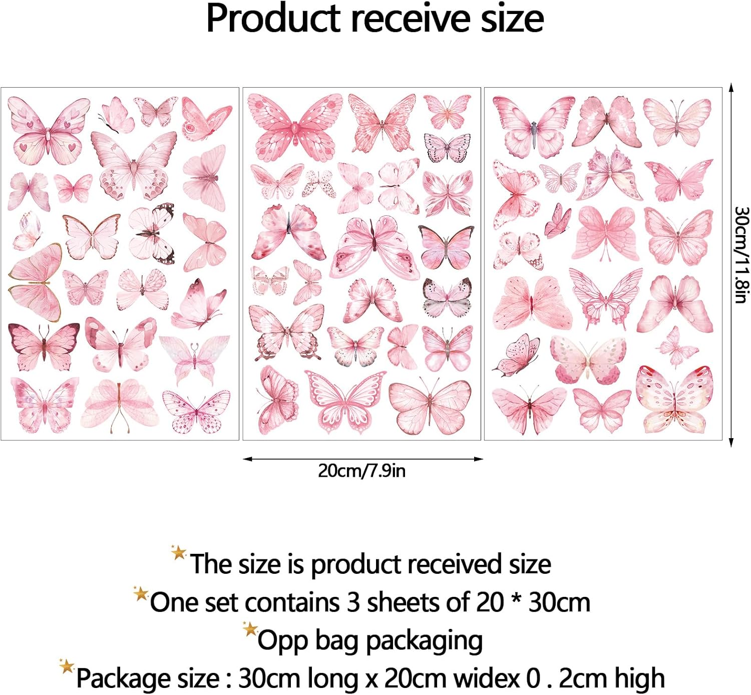 Glow in The Dark Pink Butterfly Wall Decals