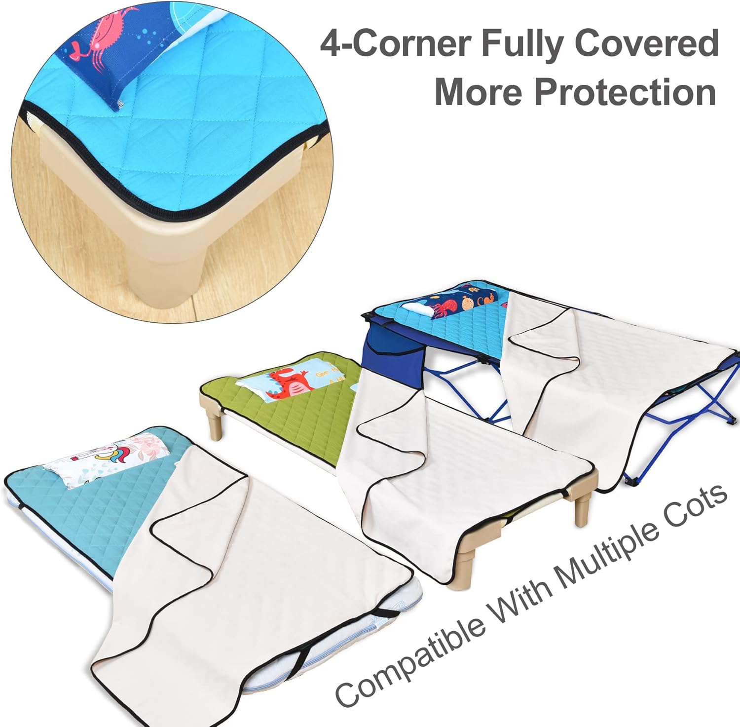 Toddler Nap Mat with Cotton Inner and Pillow for Daycare Travel