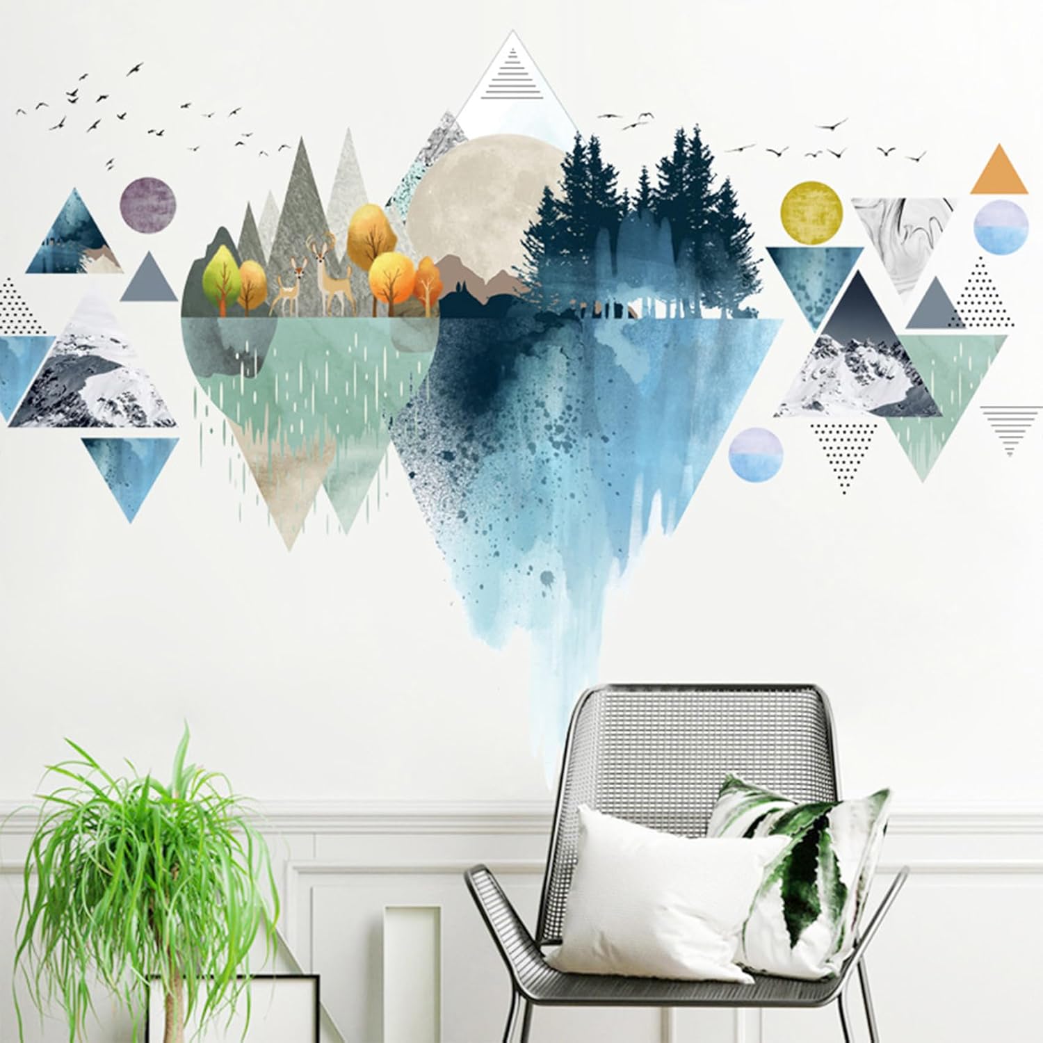 Nordic Geometric Wall Stickers 3D Peel and Stick Murals