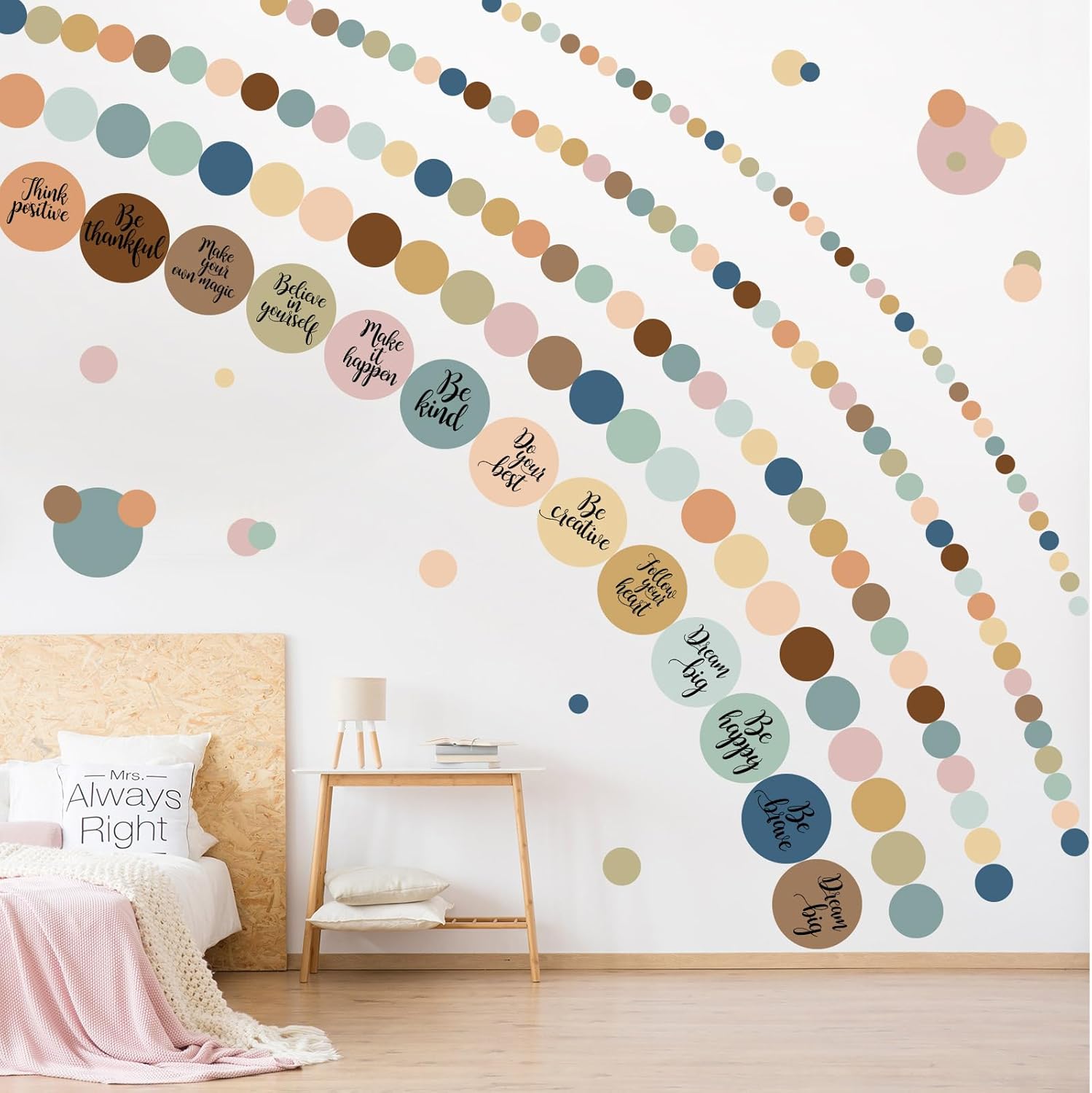 Tallew 576 Pcs Polka Dot Wall Decals Inspirational Motivational Quote Sticker Set