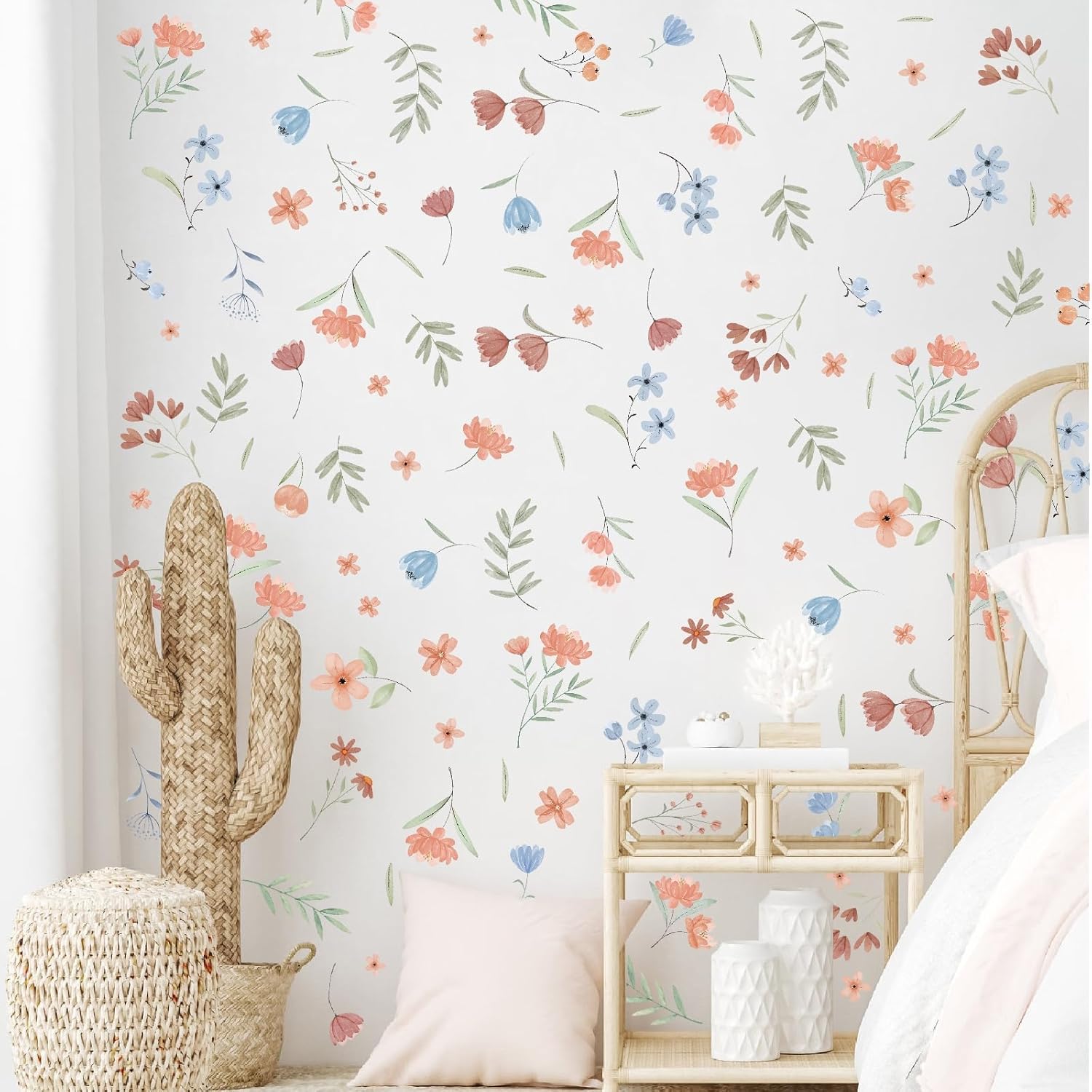 Lamkidle Boho Floral Wall Decals for Kids Room Decor
