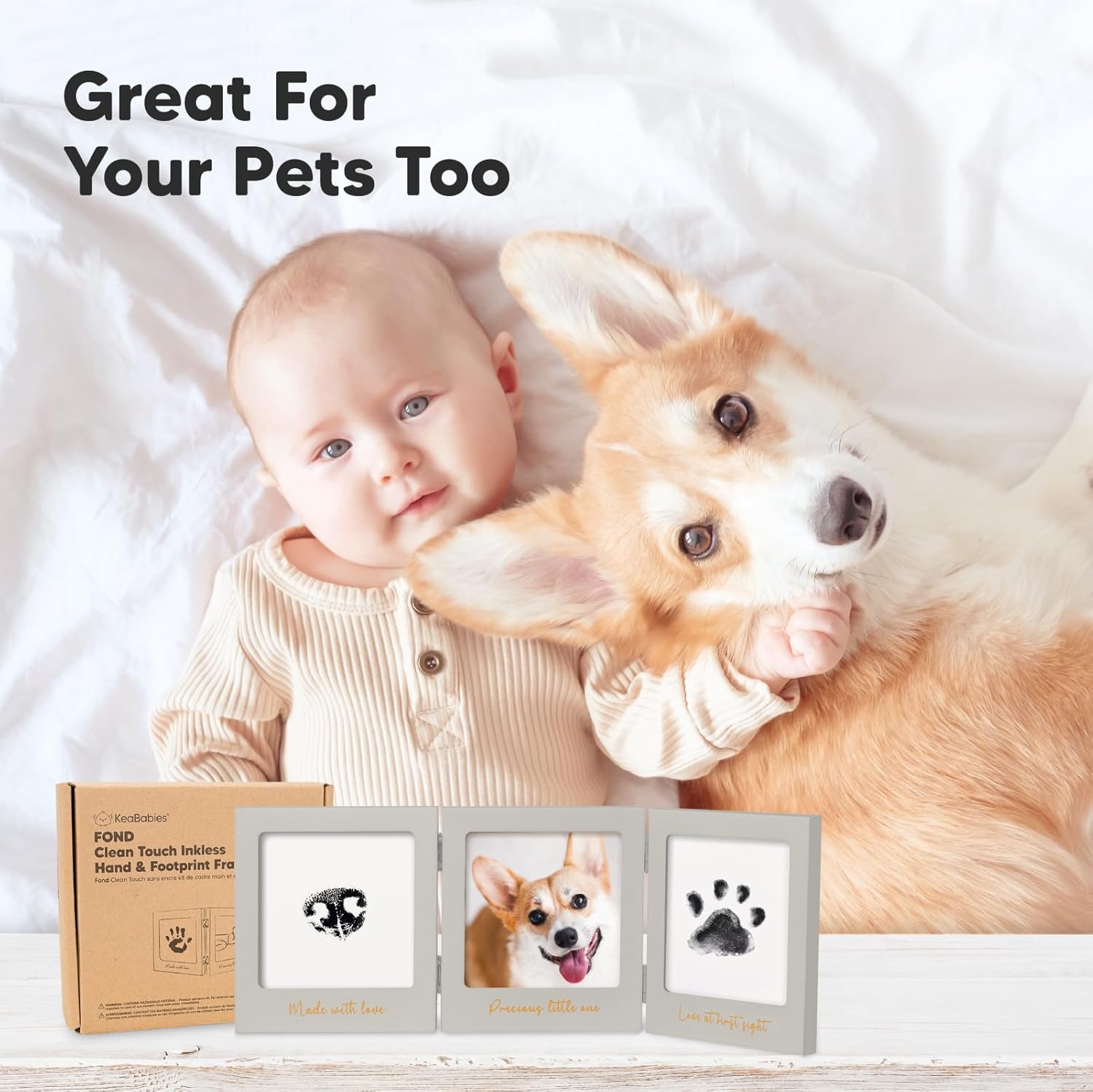 KeaBabies Inkless Handprint Footprint Keepsake Frame