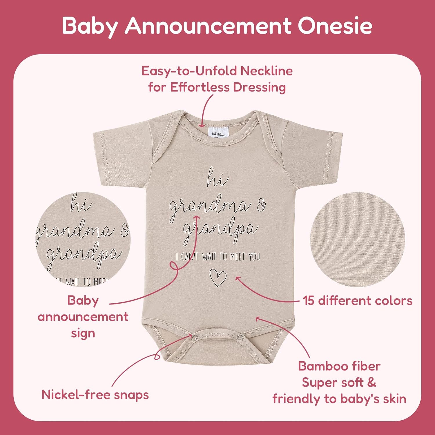 Hi Grandma Grandpa Pregnancy Announcement Onesie for Baby