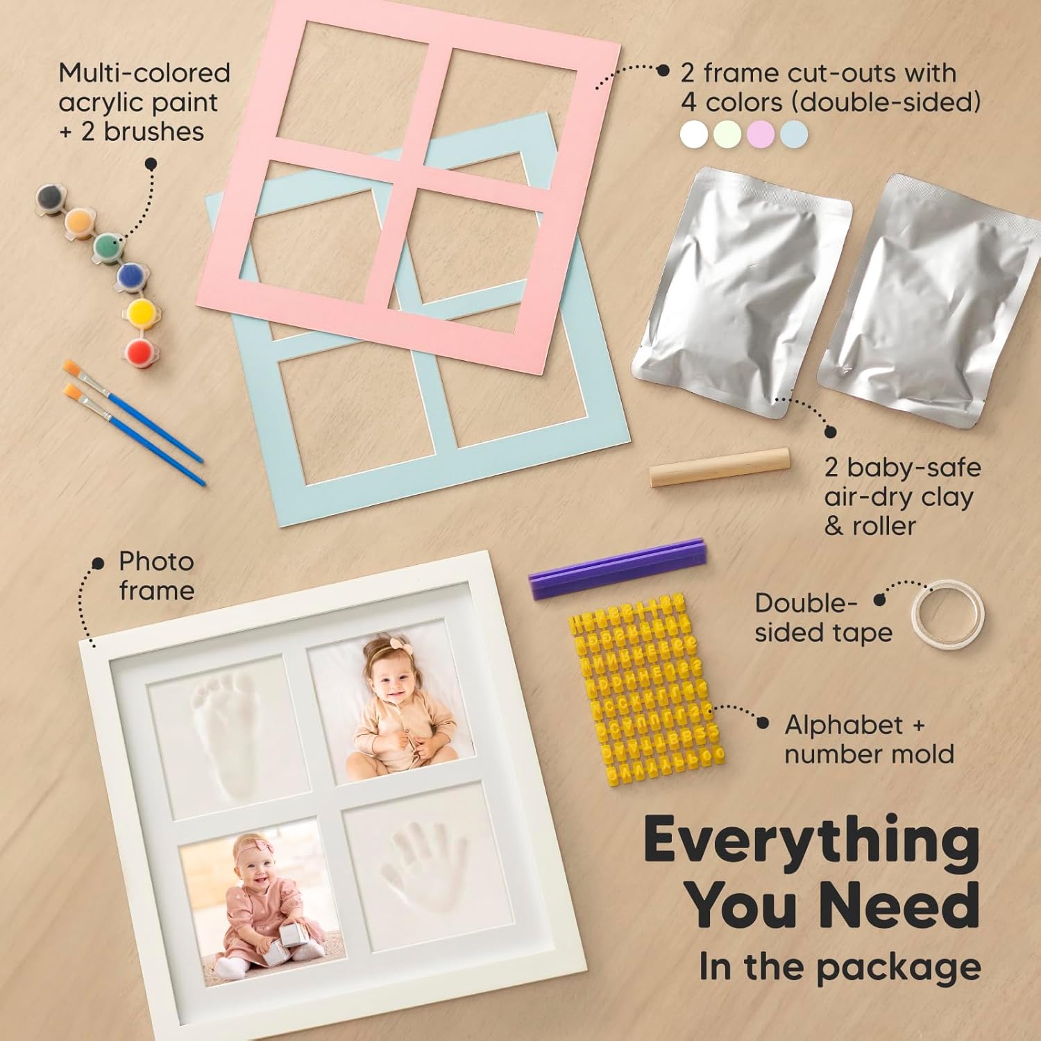 KeaBabies Inkless Handprint Footprint Keepsake Frame