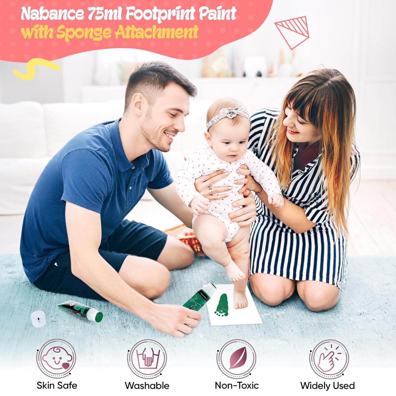 Nabance 254 Fl Oz Green Baby Hand and Footprint Ink Paint