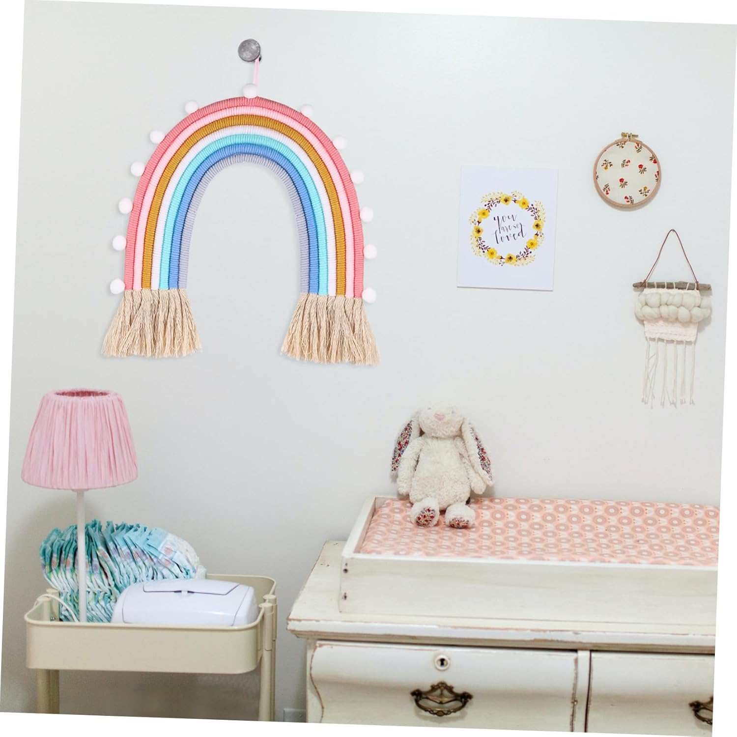 ABOOFAN 1pc Handmade Rainbow Woven Pendant Wall Decor