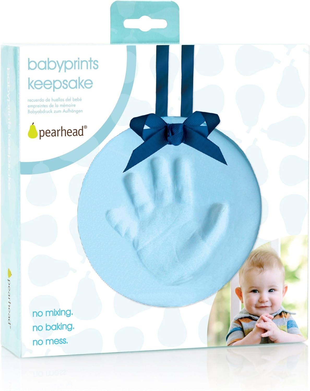 Pearhead Easy DIY Babyprints Ornament Kit with Ribbon Blue Pack of 2