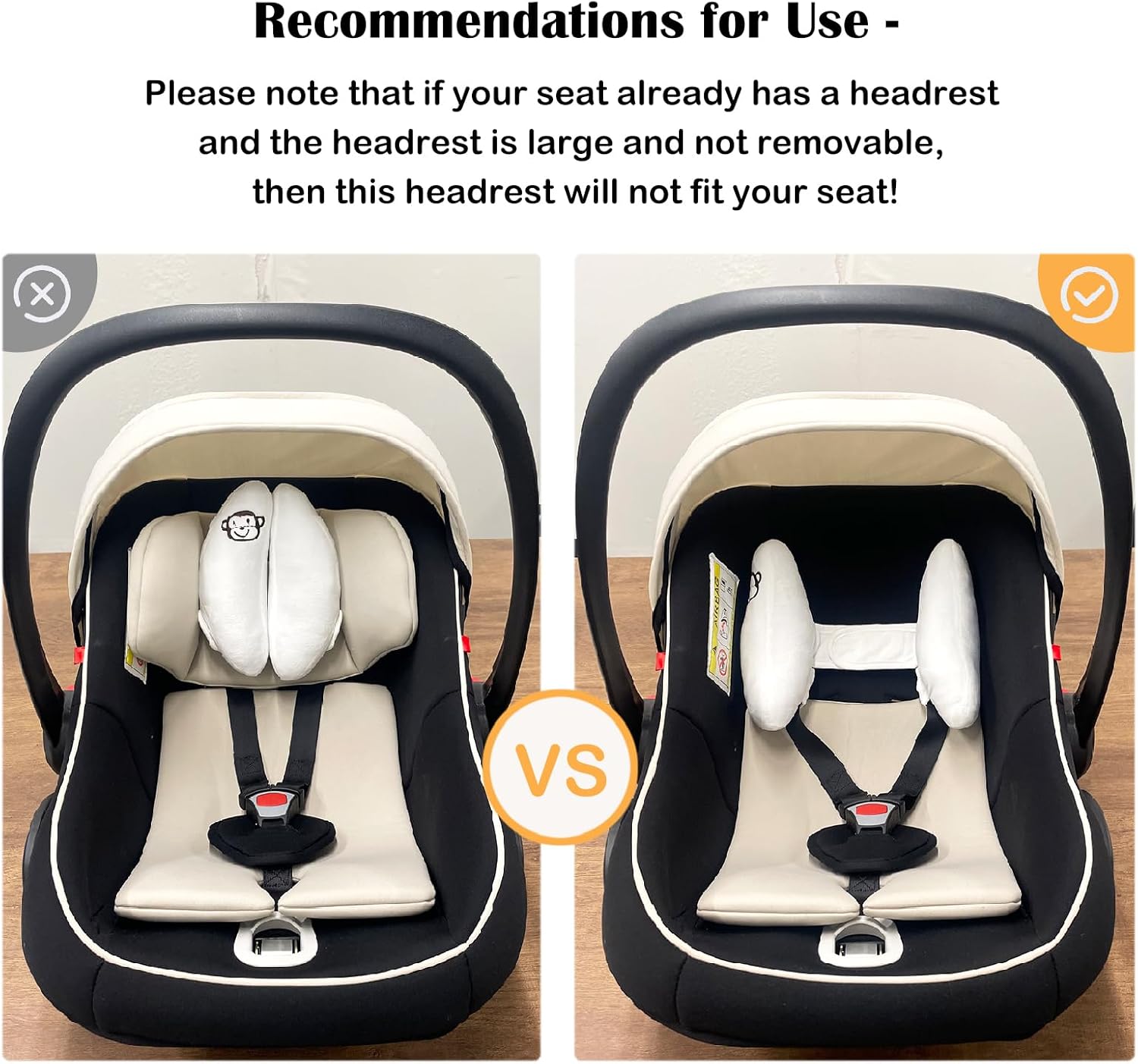 Inchant Adjustable Baby Head Neck Support - Travel Car Seat Safety Pillow for Toddlers and Infants