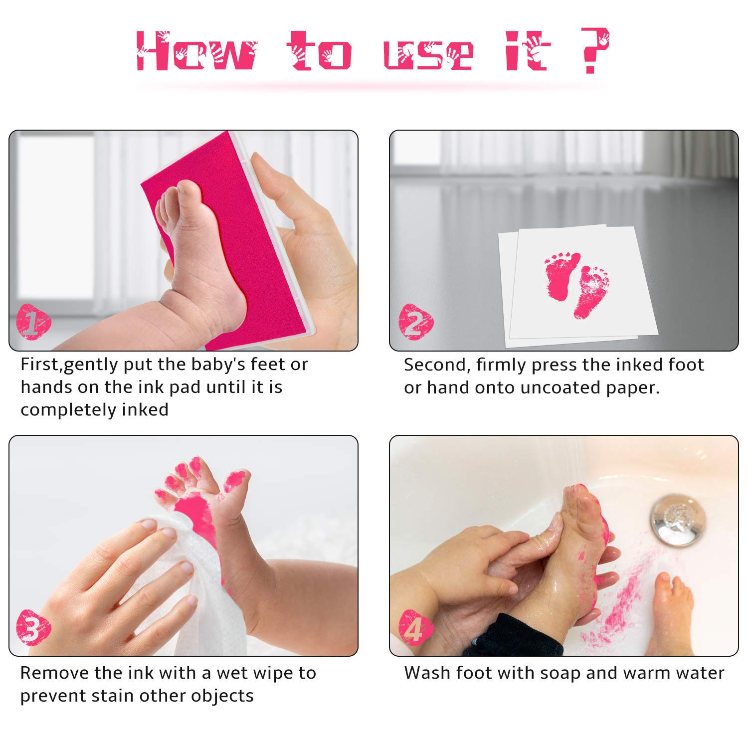 Washable Non-Toxic Ink Pad for Baby Handprint Footprint