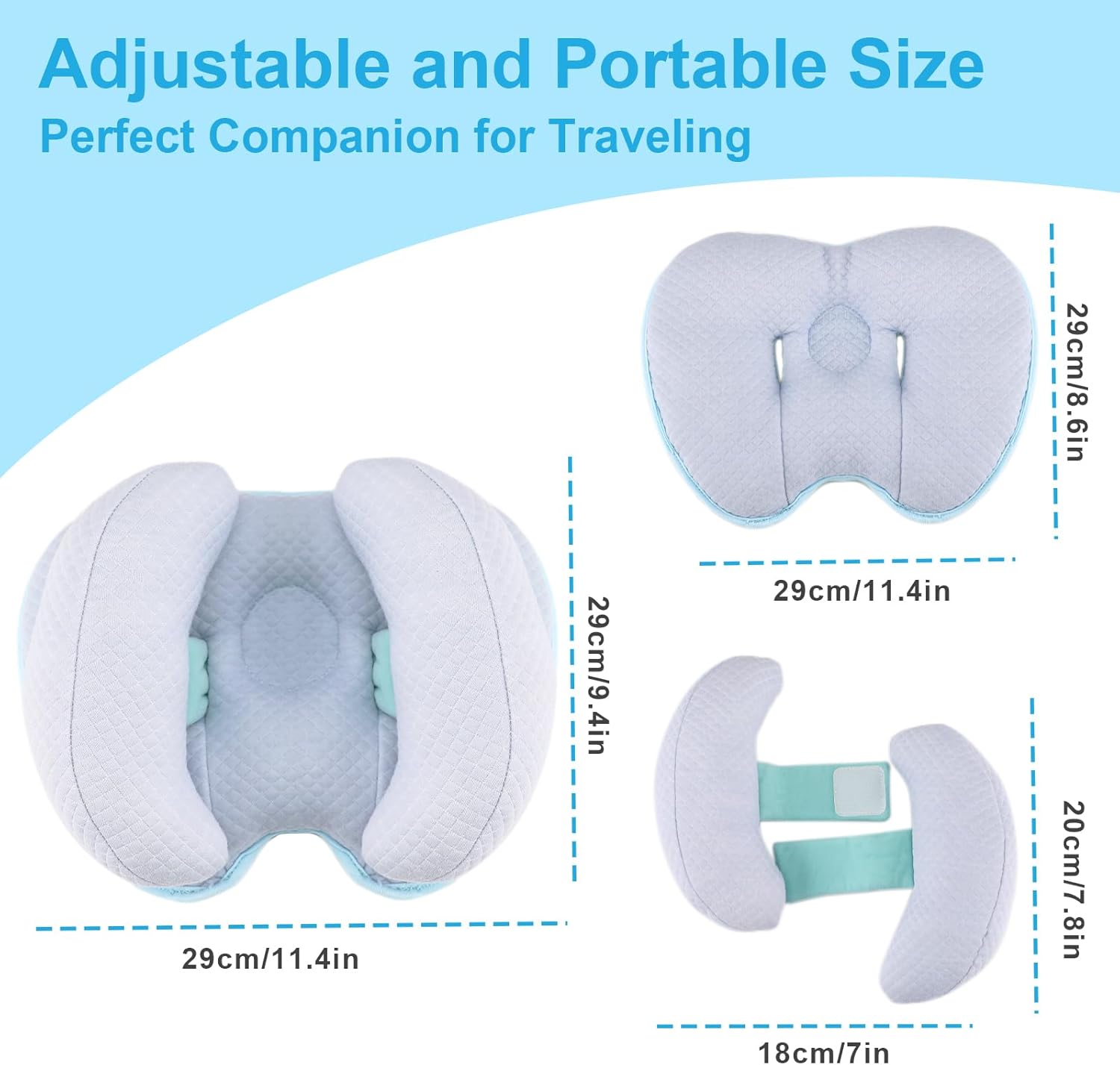 KAKIBLIN 2 in 1 Baby Head Pillow with Adjustable Width for Travel