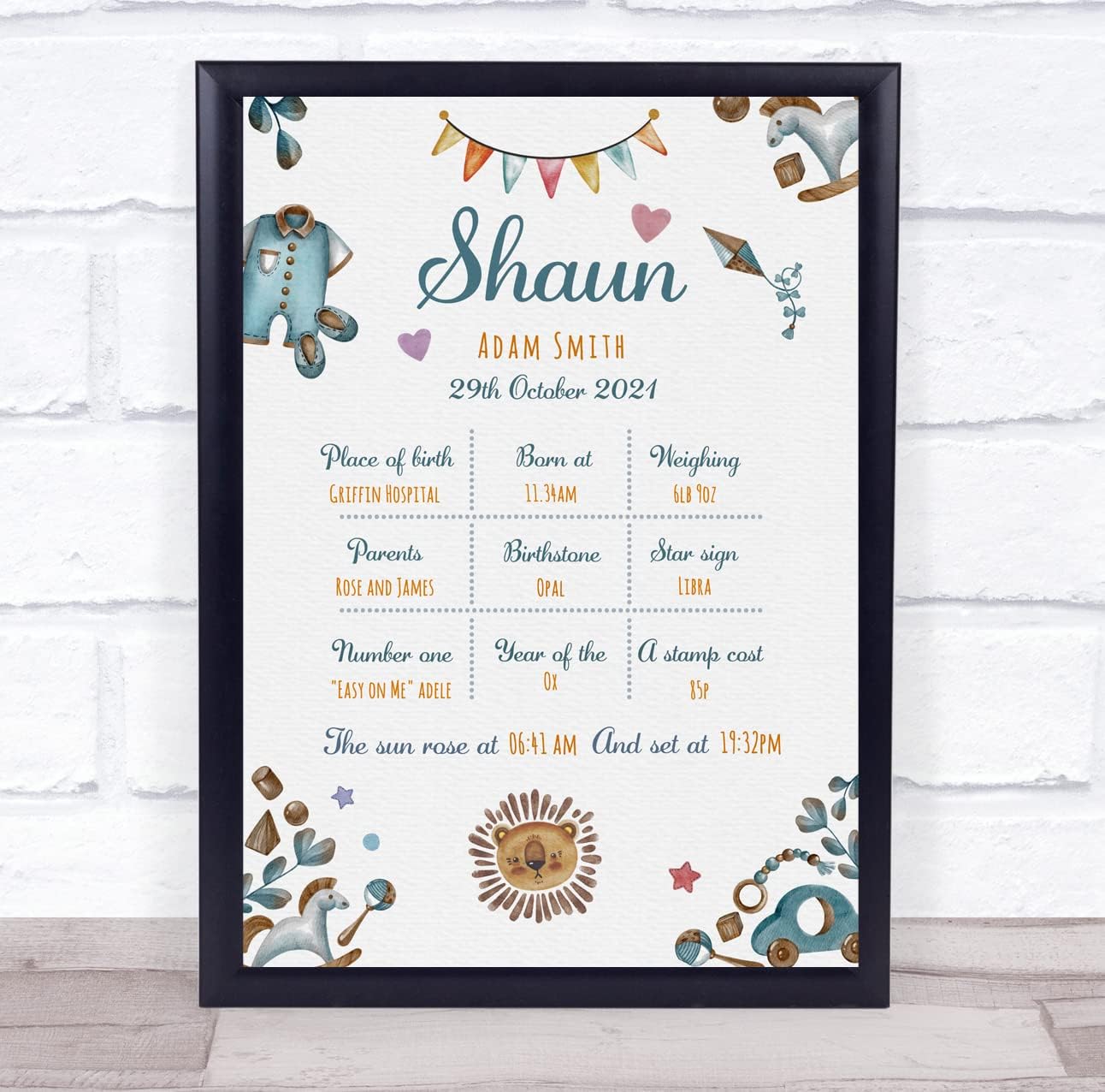 New Baby Birth Details Christening Keepsake Print Gift