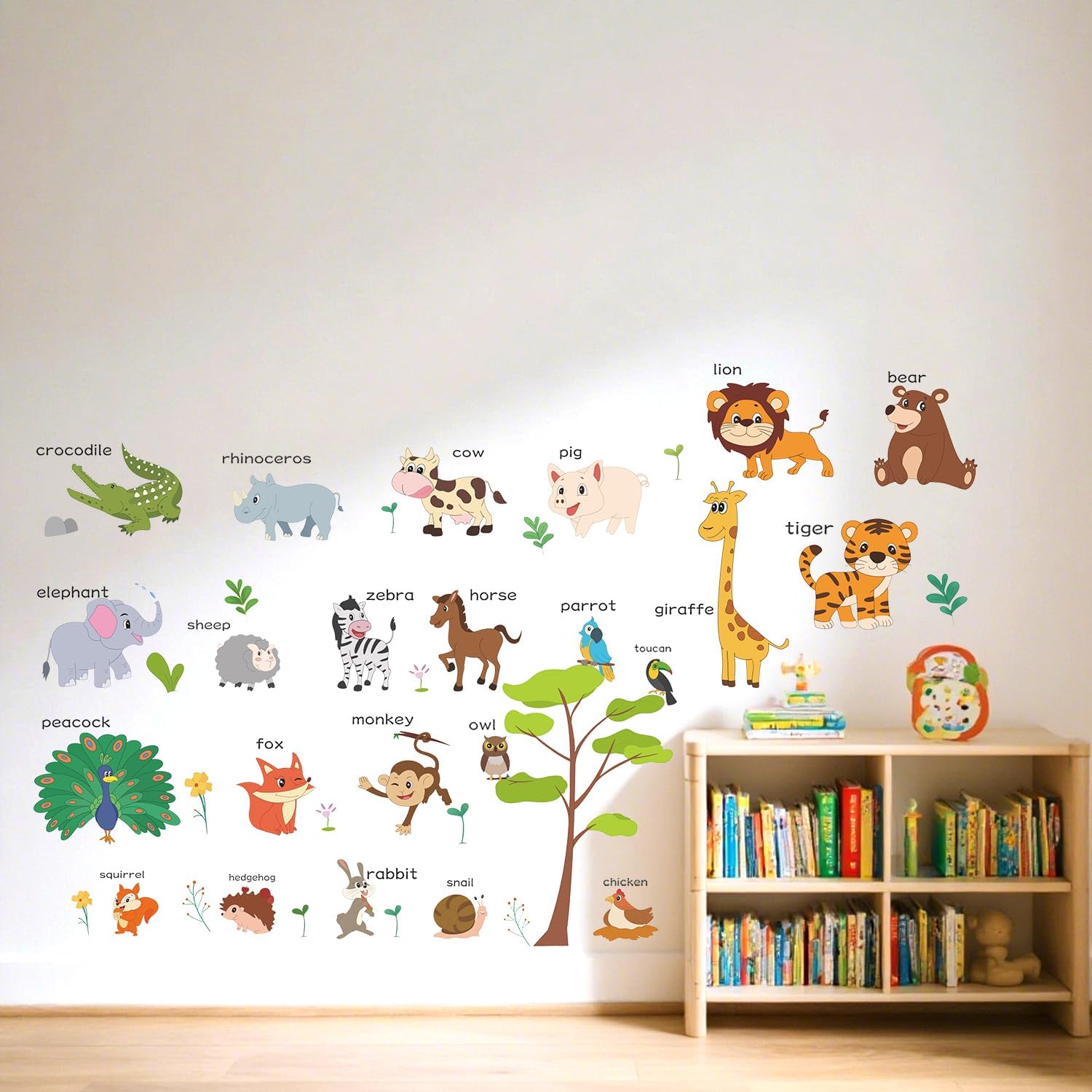 Large Animals Educational Wall Stickers for Kids
