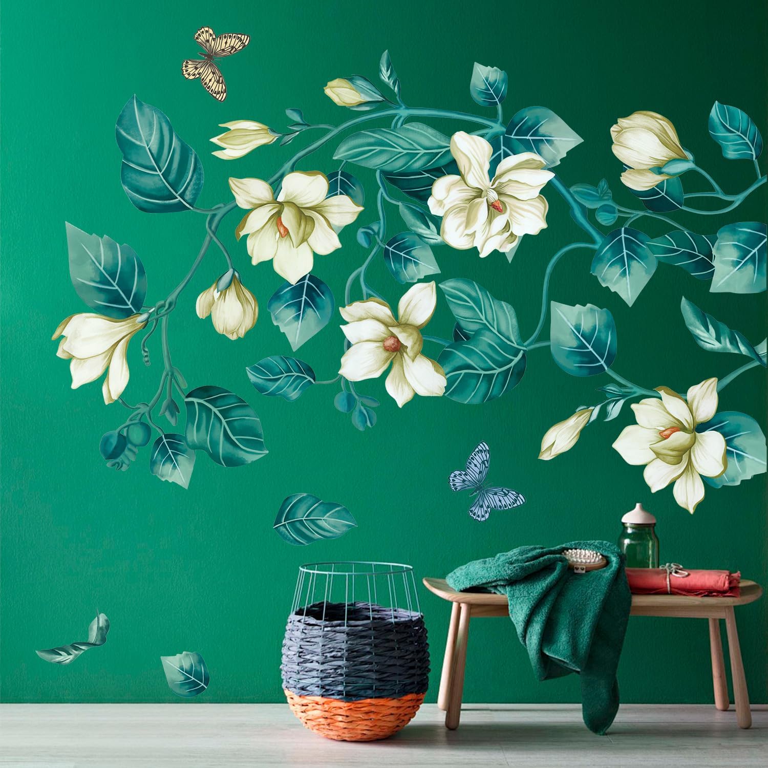 Amaonm Removable DIY 3D Blue Flower Wall Decals