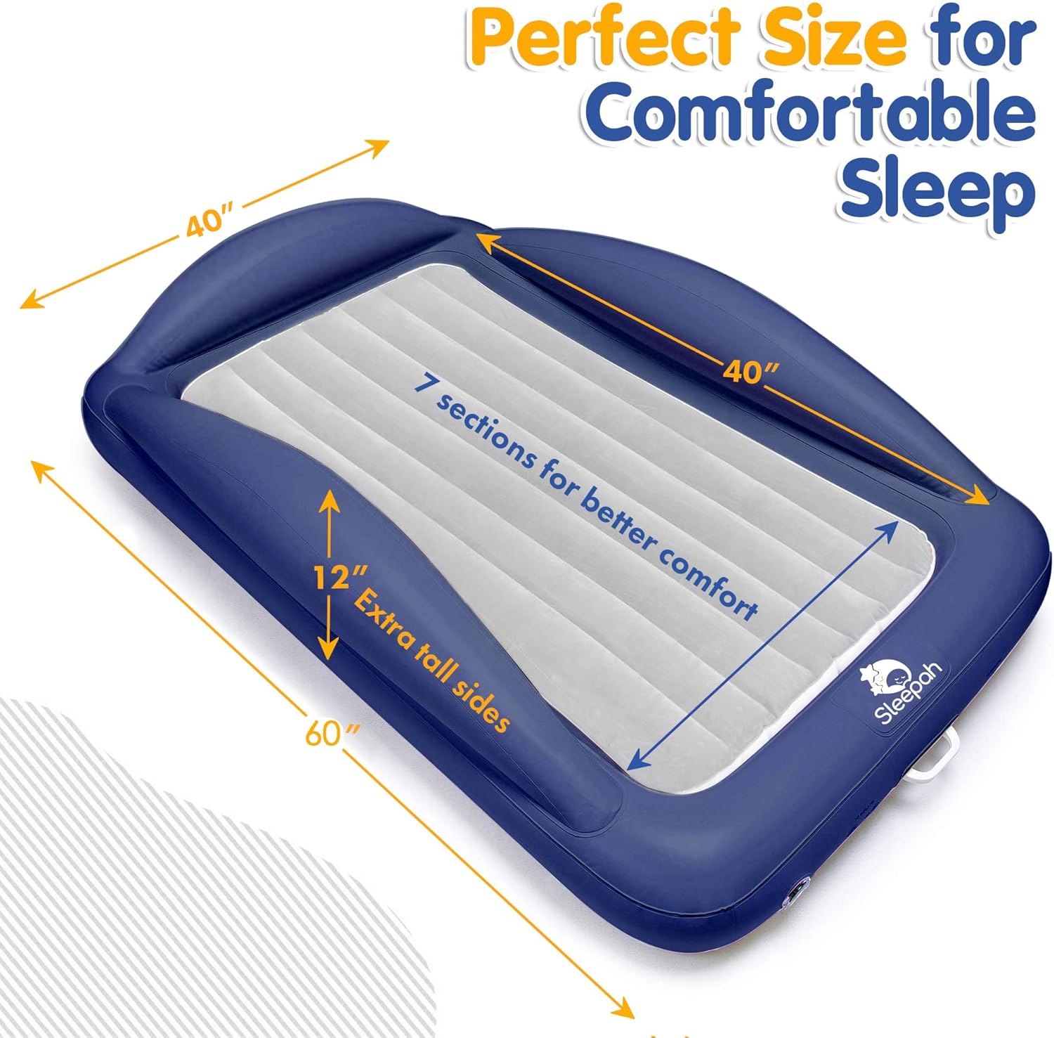 Sleepah Inflatable Toddler Travel Bed with Safety Rails and Carry Case
