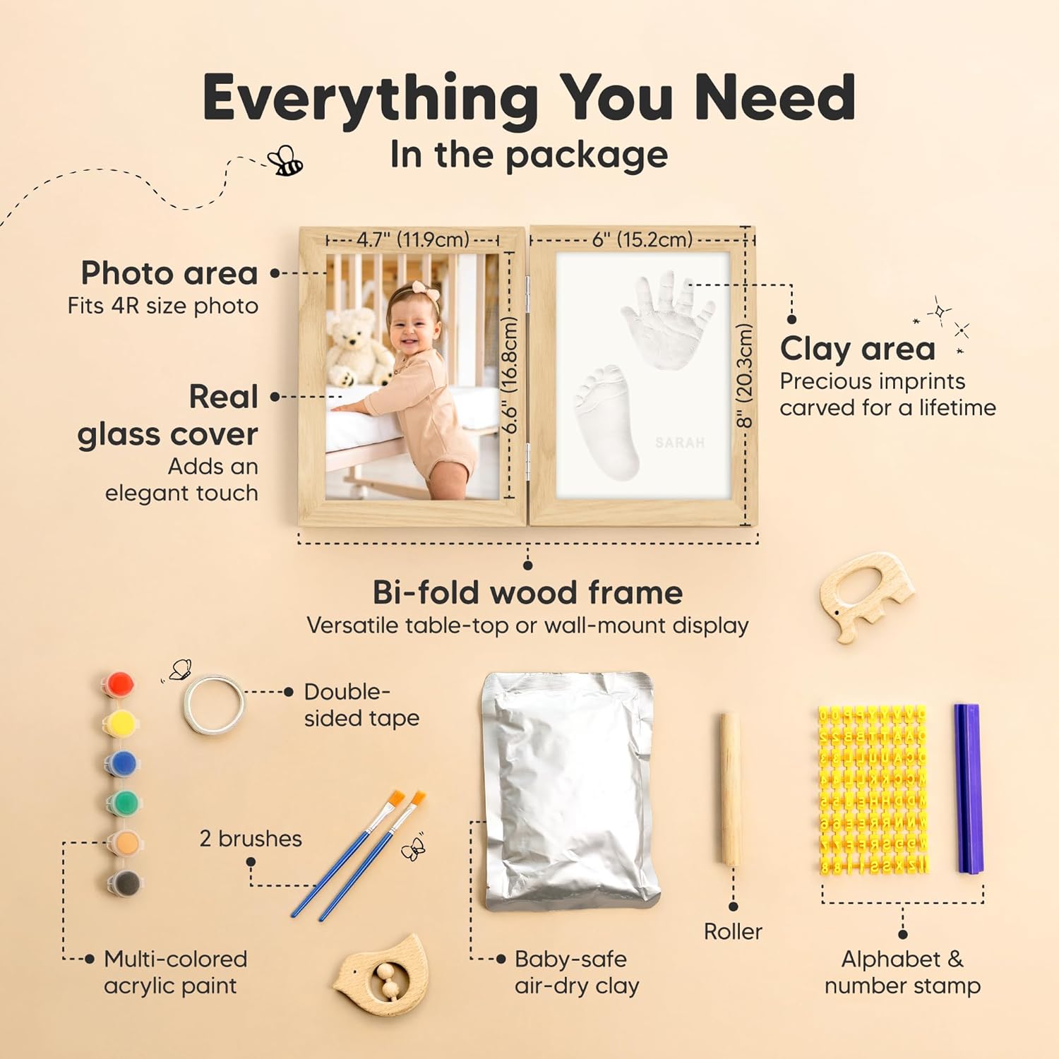 KeaBabies Personalized Hand Footprint Kit for Baby Showers