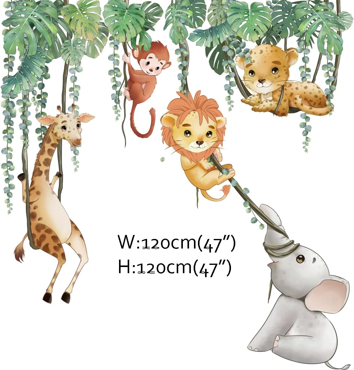 Runtoo Jungle Animal Wall Decals for Kids Room