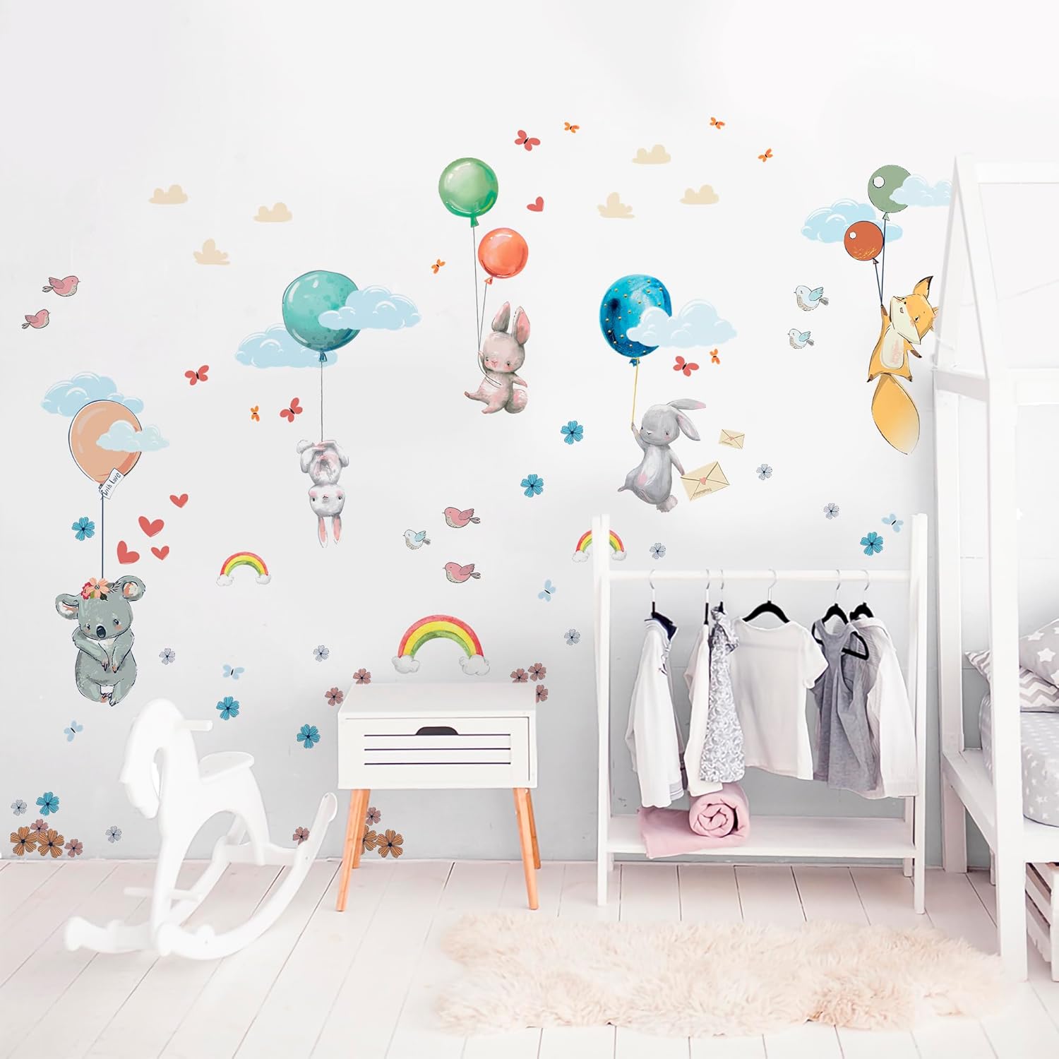WS Wallpaper Hot Air Balloon Wall Decals - Animal Stickers for Kids Room