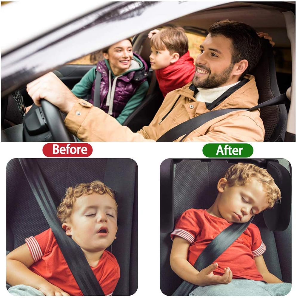 JSKRL Car Headrest Pillow 360 Adjustable PU Leather Support Cushion for Kids Adults Travel Sleeping