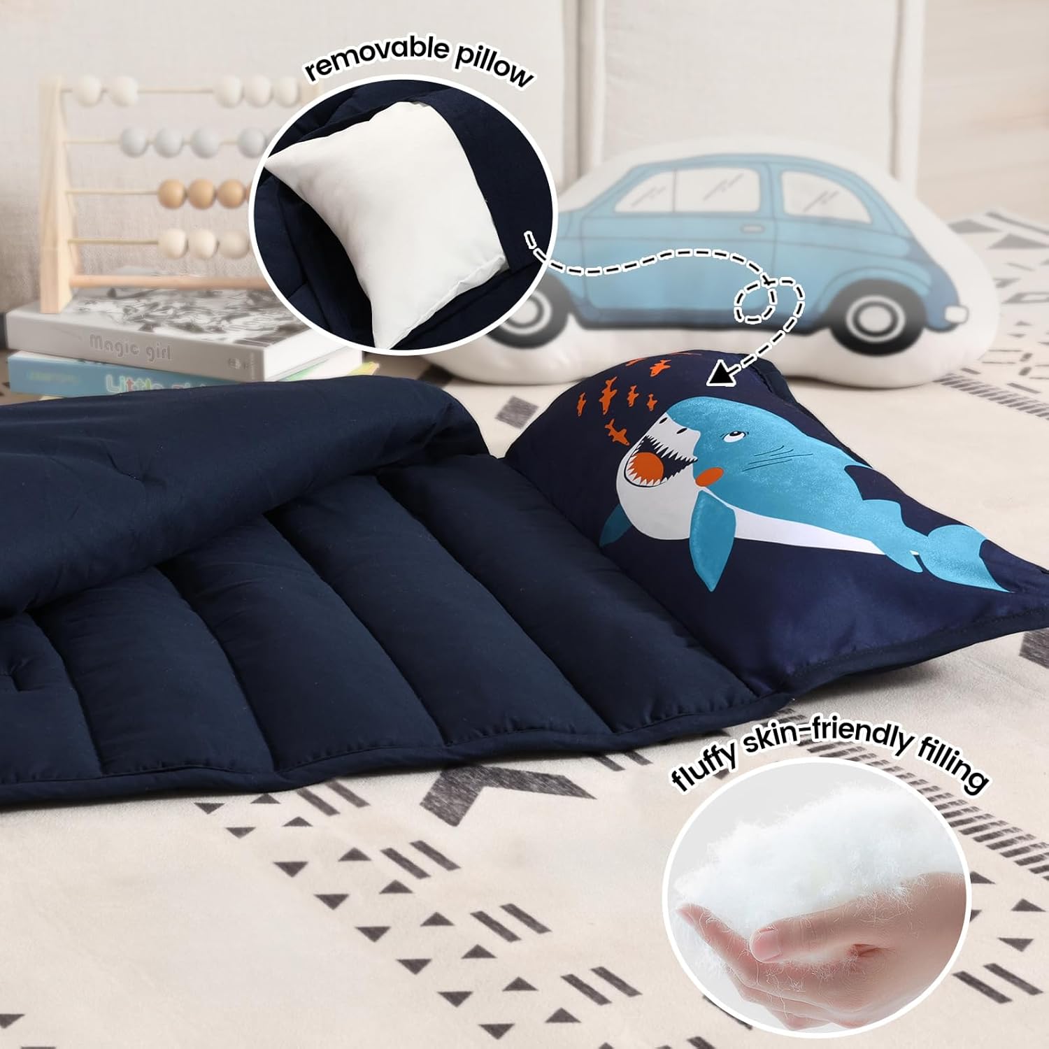 PHF Shark Toddler Nap Mat Set with Removable Pillow