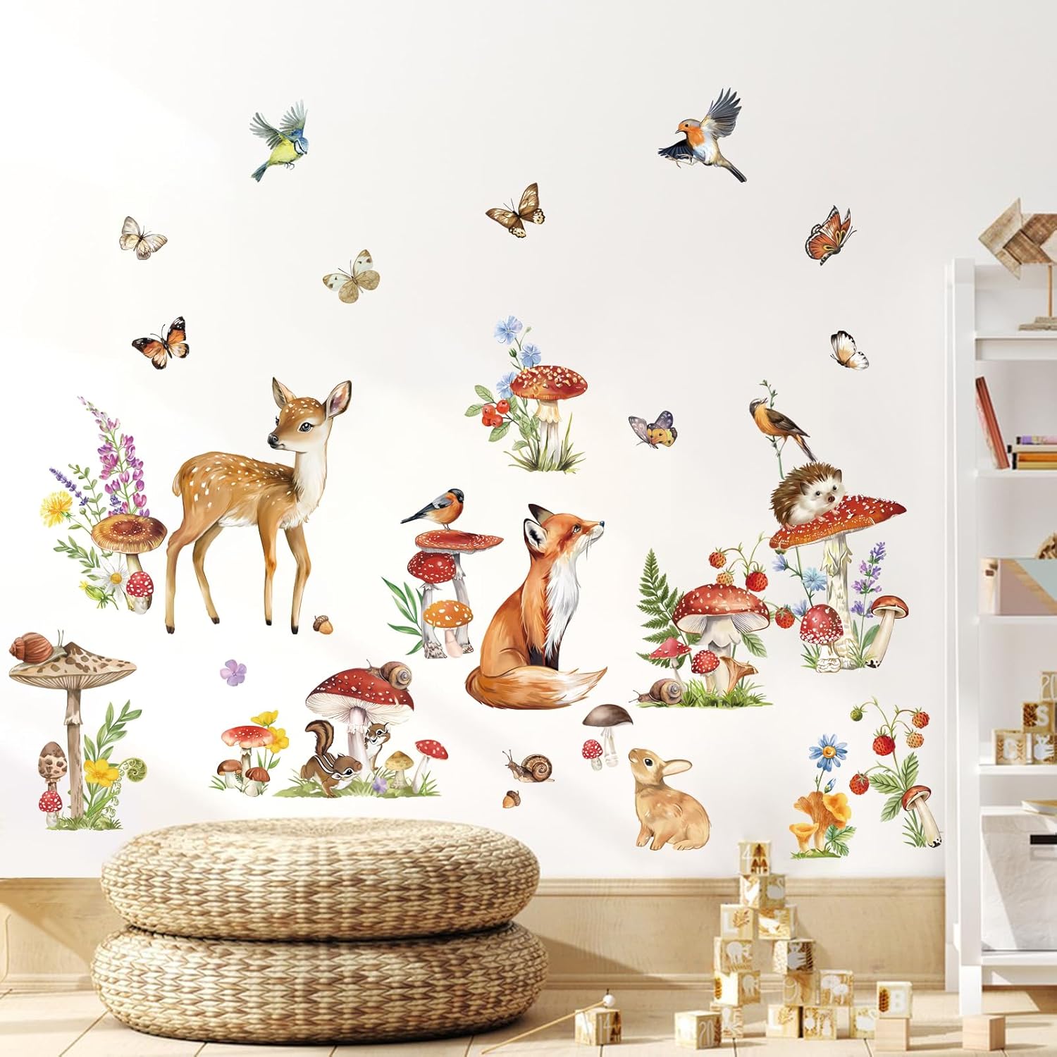 Wondever Woodland Animal Wall Stickers for Kids Bedroom Nursery Decor