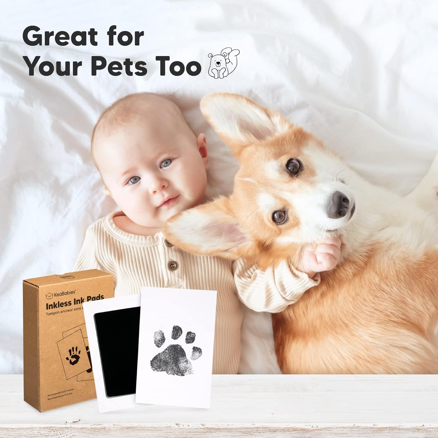 KeaBabies Personalized Hand Footprint Kit for Baby Showers