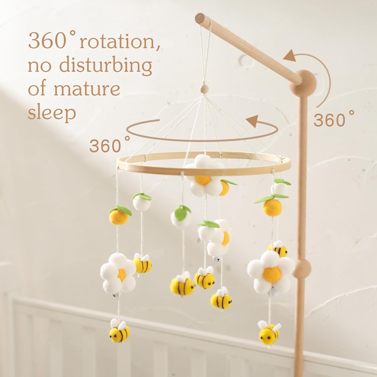Gender Neutral Baby Mobile - Felt Daisy Bees Leaves