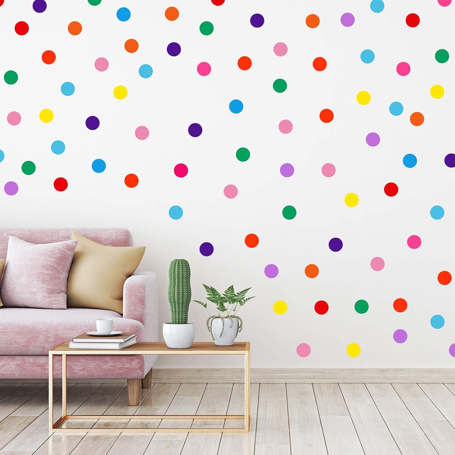Zonon 240 Piece Rainbow Polka Dot Wall Decals