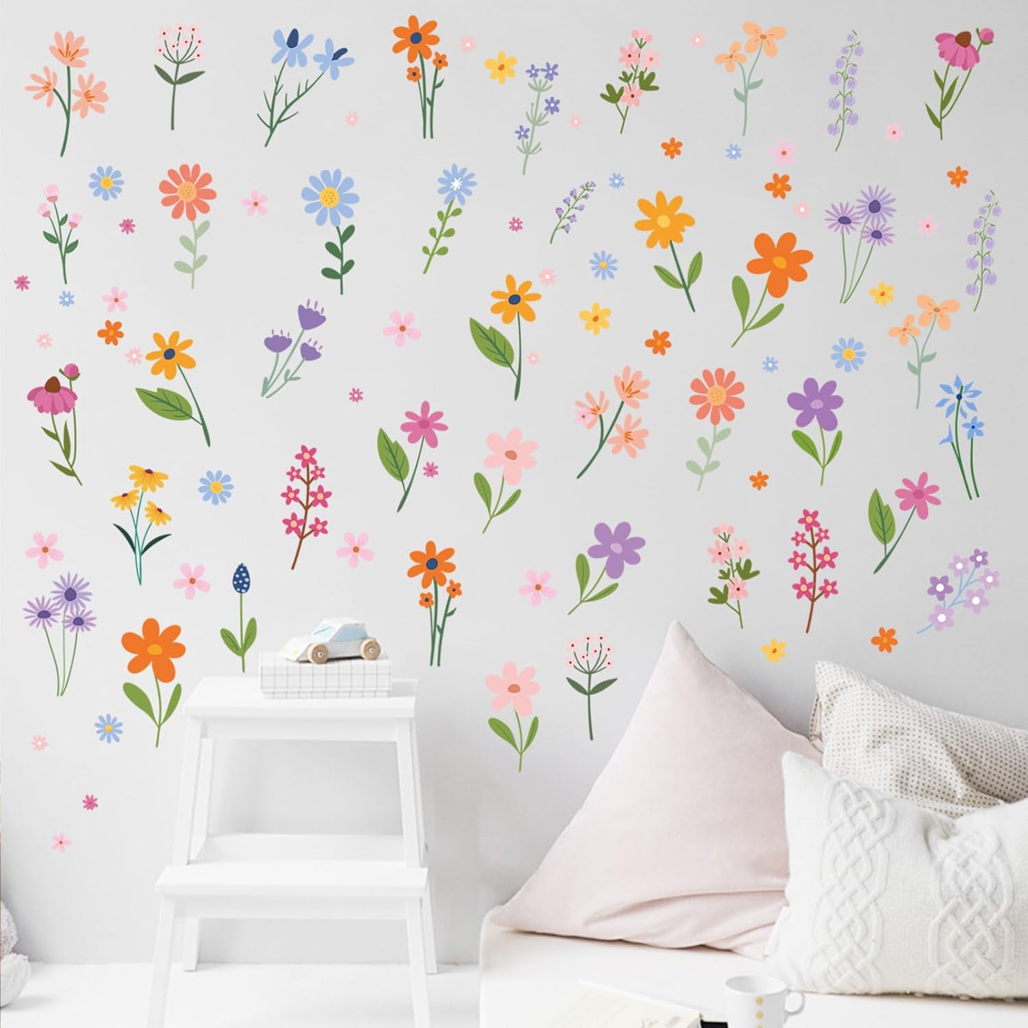 Wild Flower Wall Decals - 102 Pcs Garden Theme Stickers for Home Decor