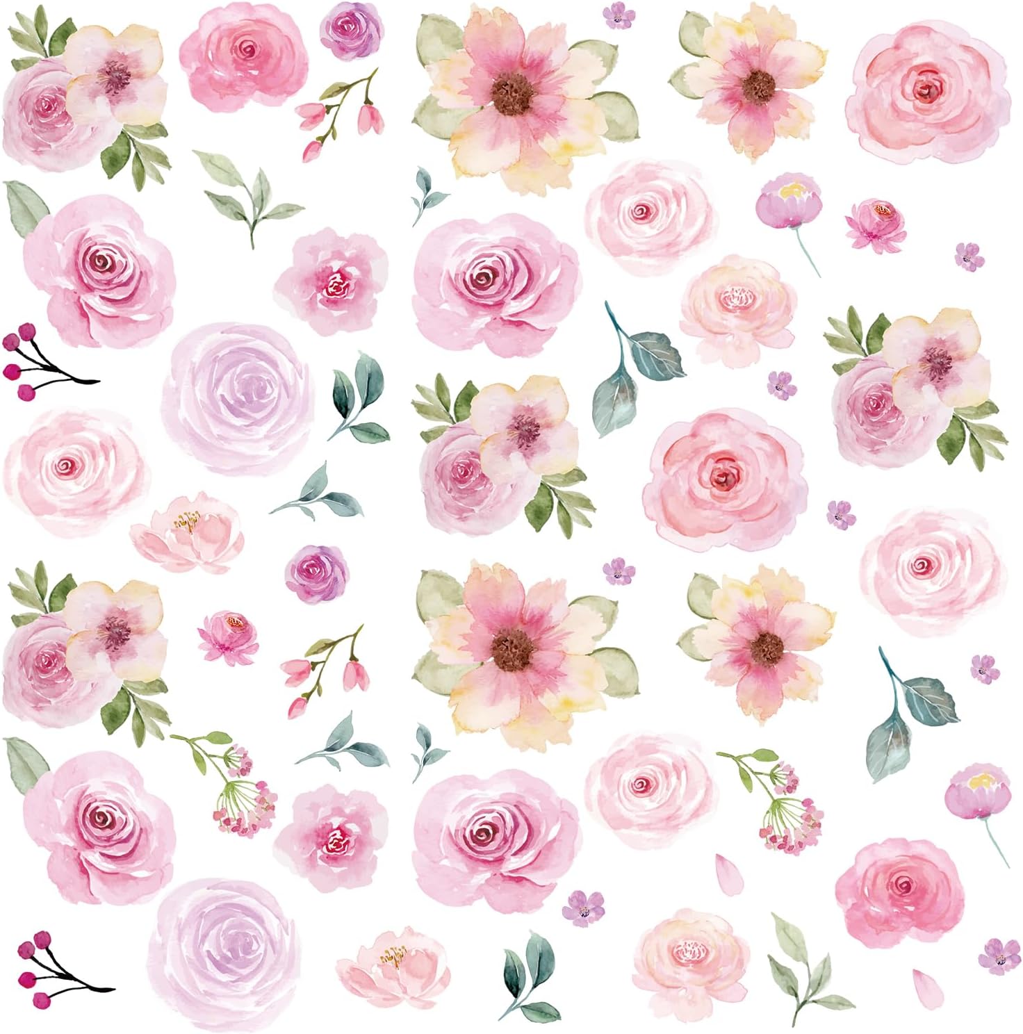 AOWDIAO 60 Pcs Flower Peel and Stick Wall Decals