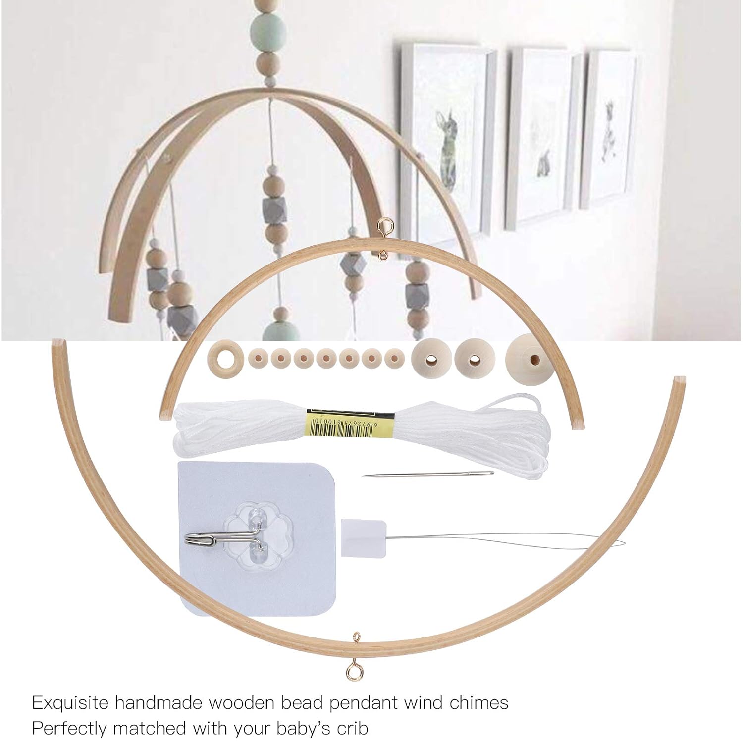 Baby Mobile DIY Kit Wooden Frame Ceiling Wind Chime Hanger
