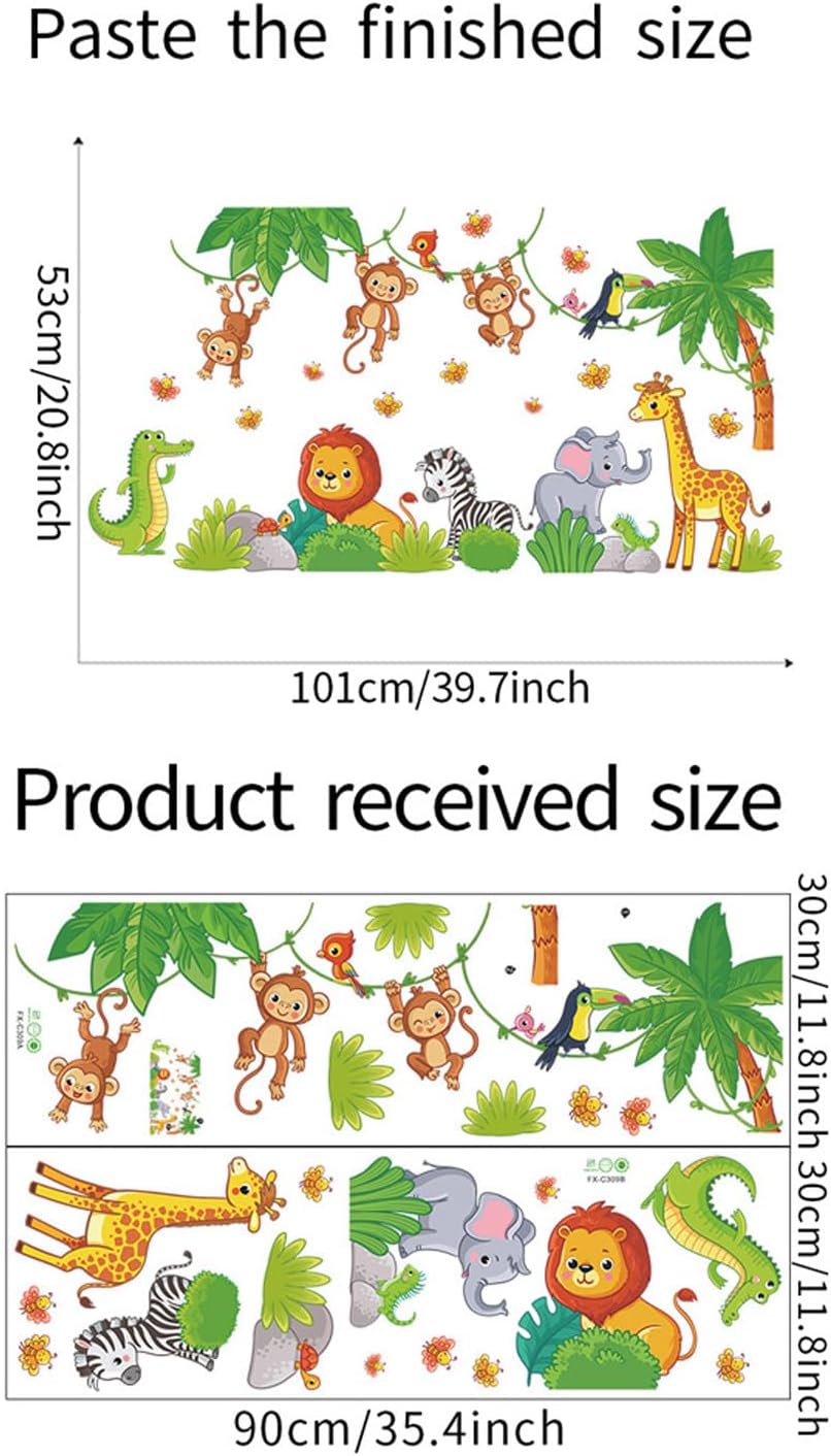 Safari Animals Wall Decals for Kids Room Decor